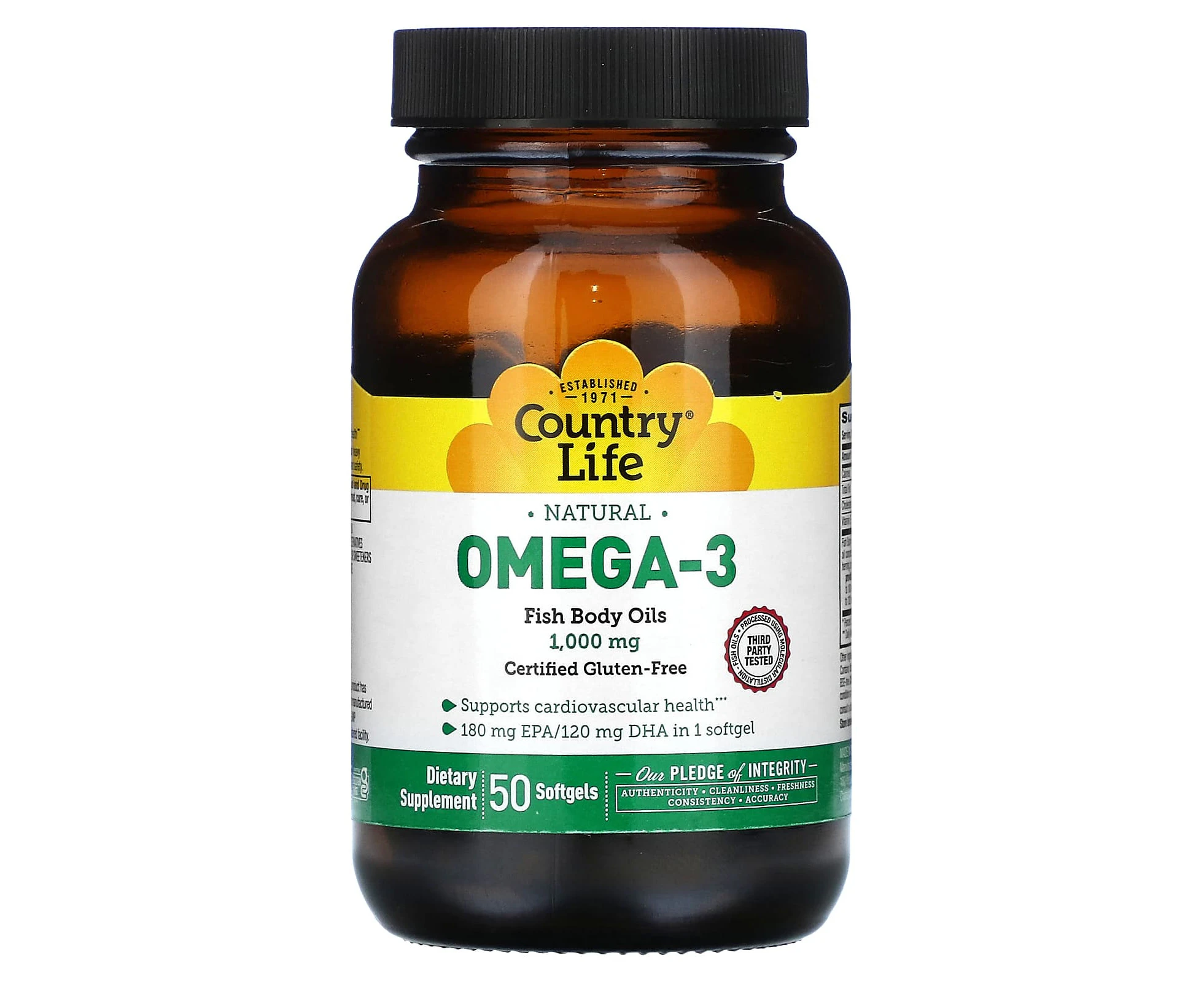 Country Life, Natural Omega-3, 1,000 mg, 50 Softgels