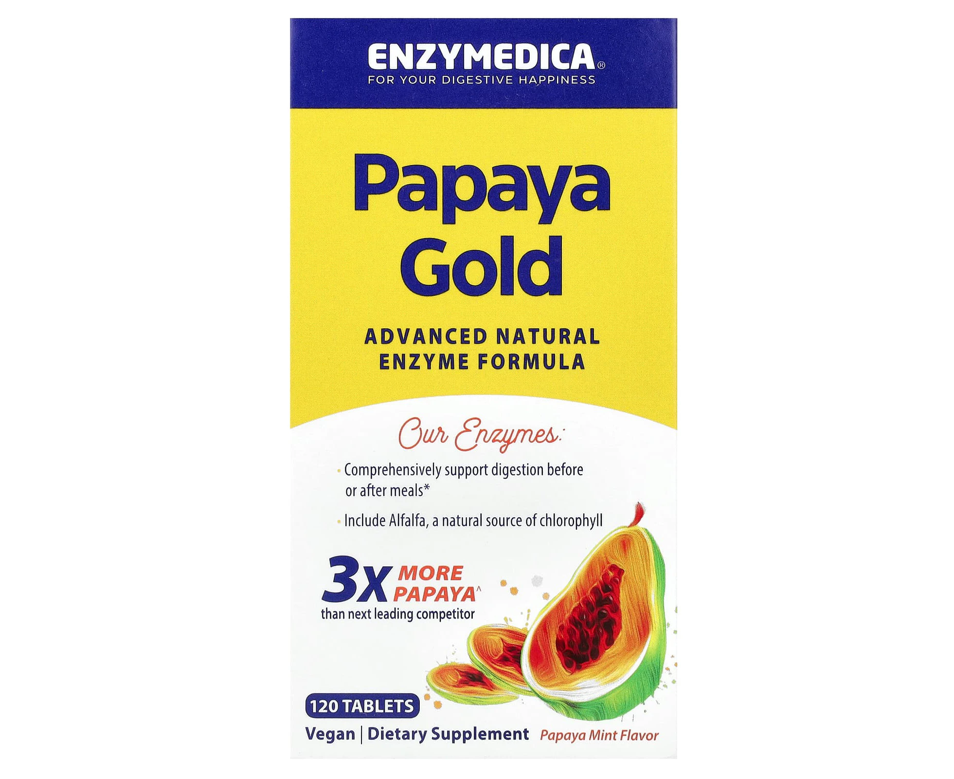 Enzymedica, Papaya Gold, Papaya Mint, 120 Tablets