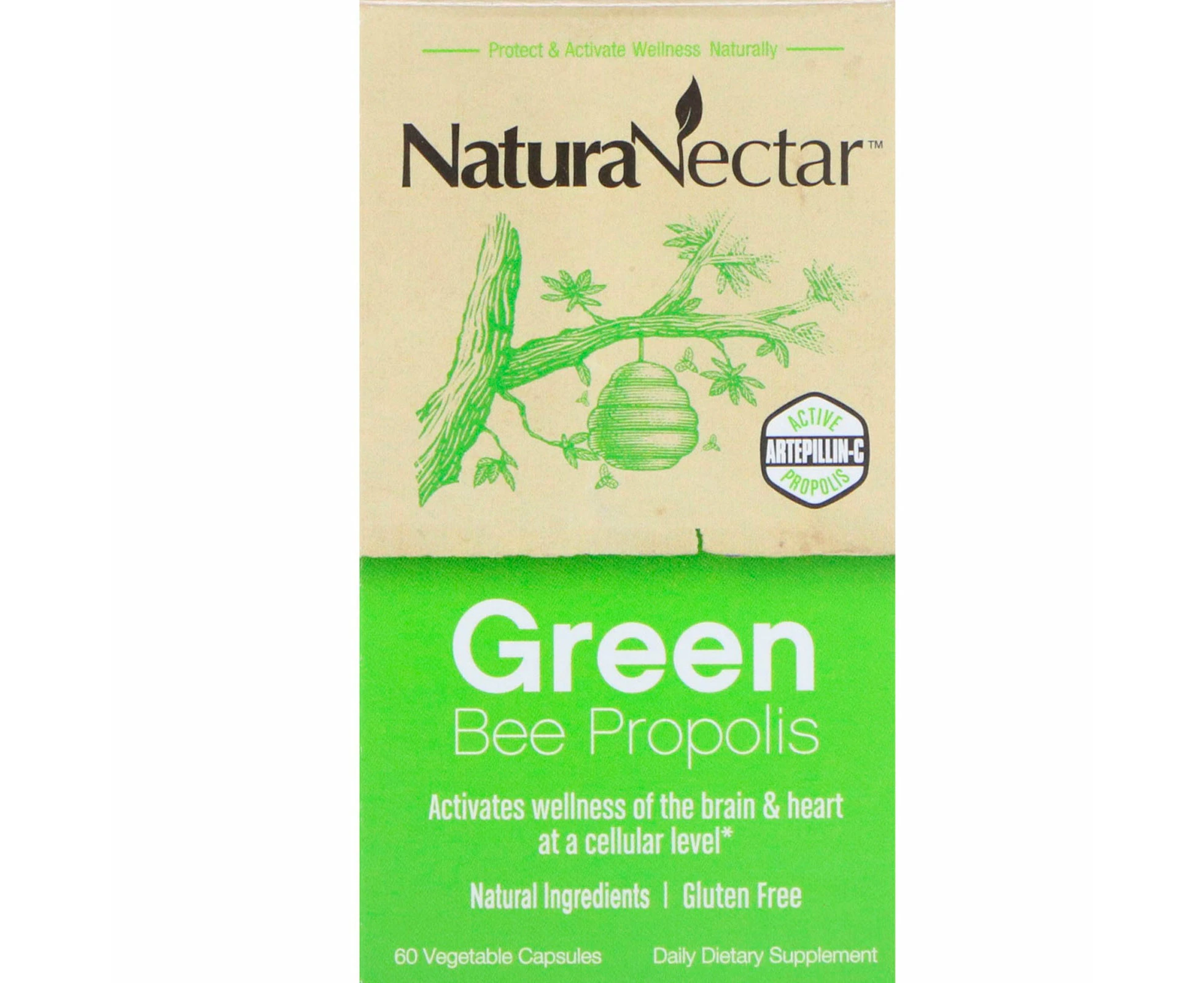 NaturaNectar, Green Bee Propolis, 60 Vegetable Capsules