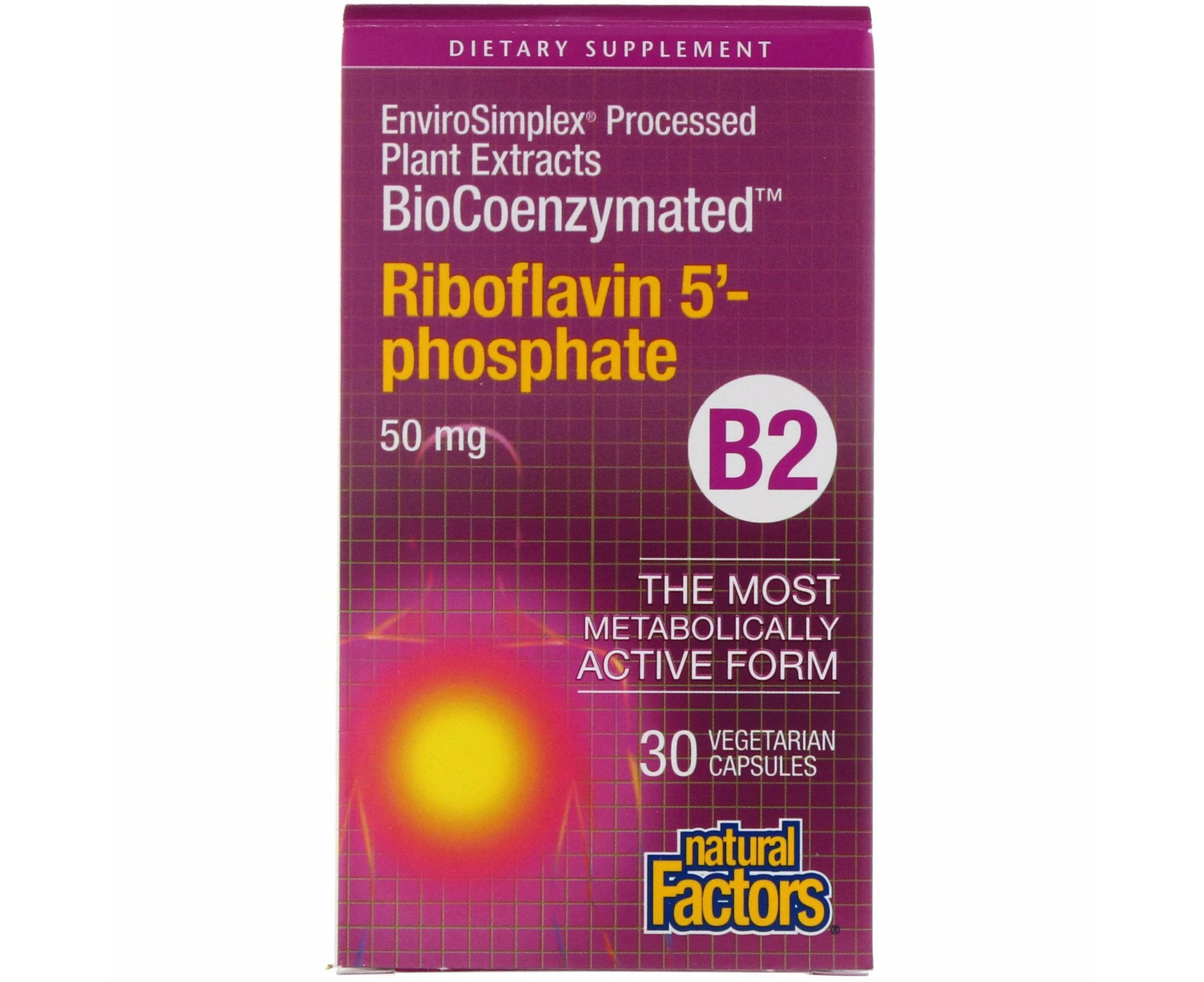 Natural Factors, BioCoenzymated, B2, Riboflavin 5'-Phosphate , 50 mg, 30 Vegetarian Capsules