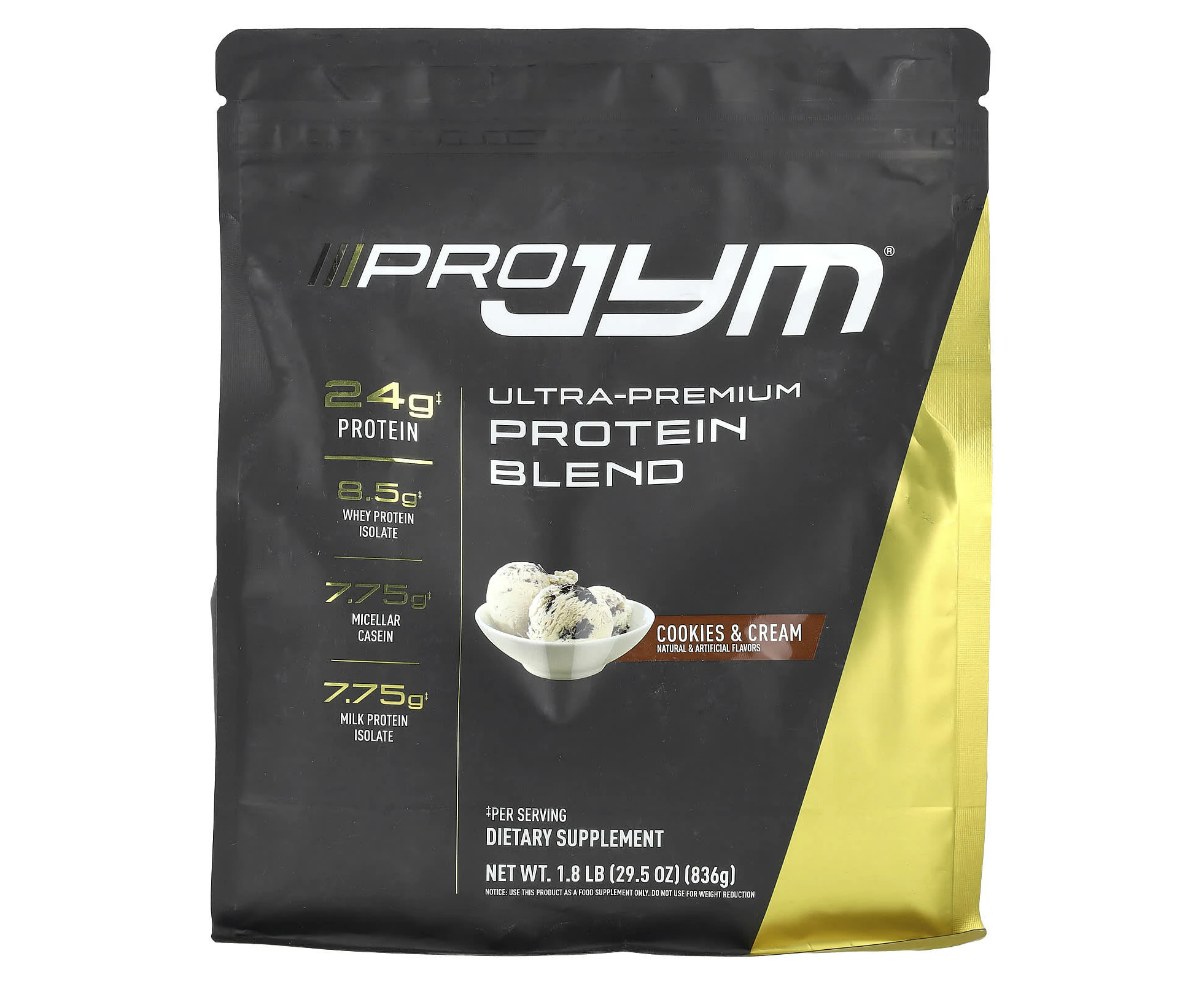 JYM Supplement Science, Pro JYM, Ultra-Premium Protein Blend, Cookies & Cream, 1.8 lb (836 g)