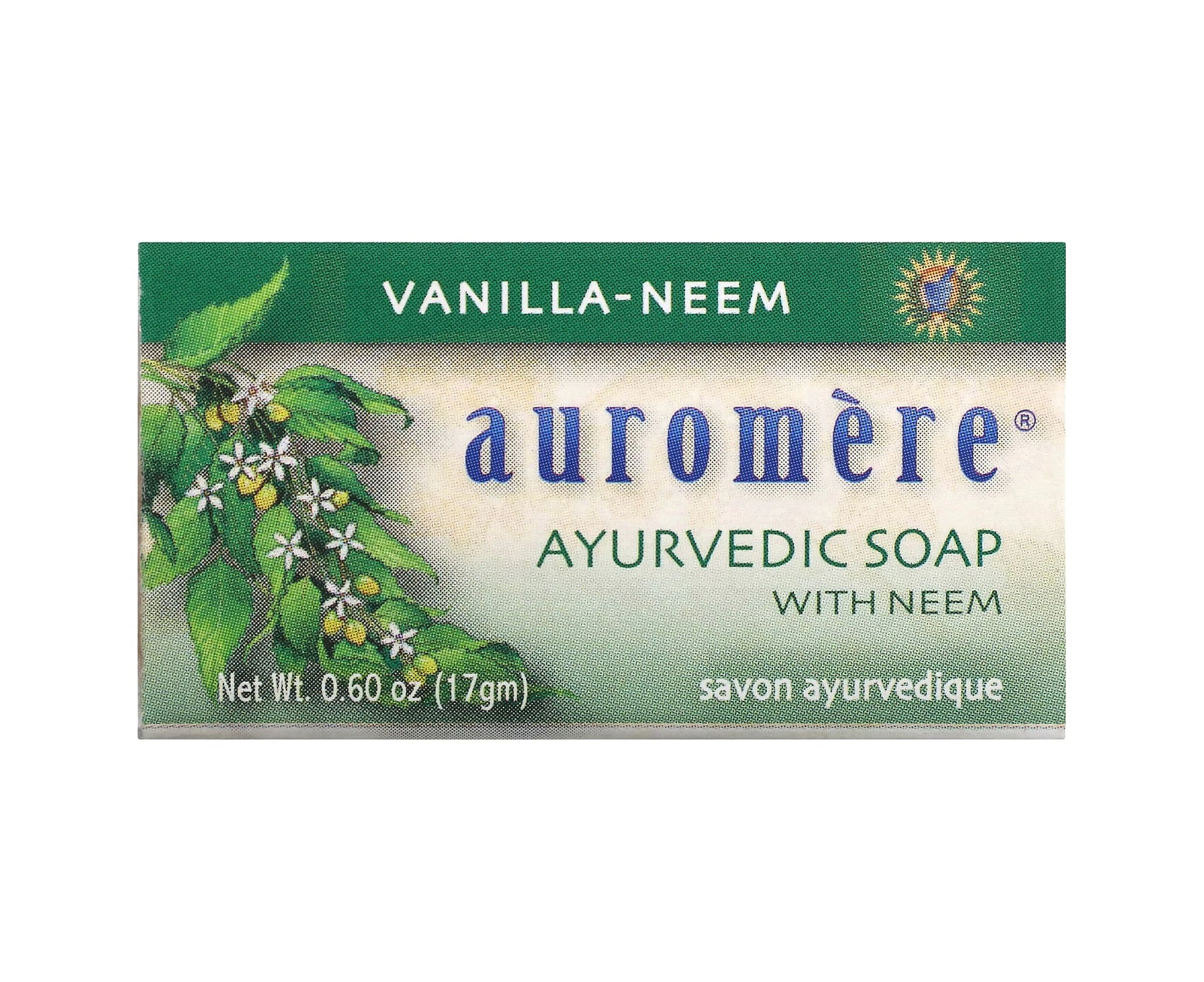 Auromere, Ayurvedic Bar Soap with Neem, Vanilla-Neem, 0.6 oz (17 g)