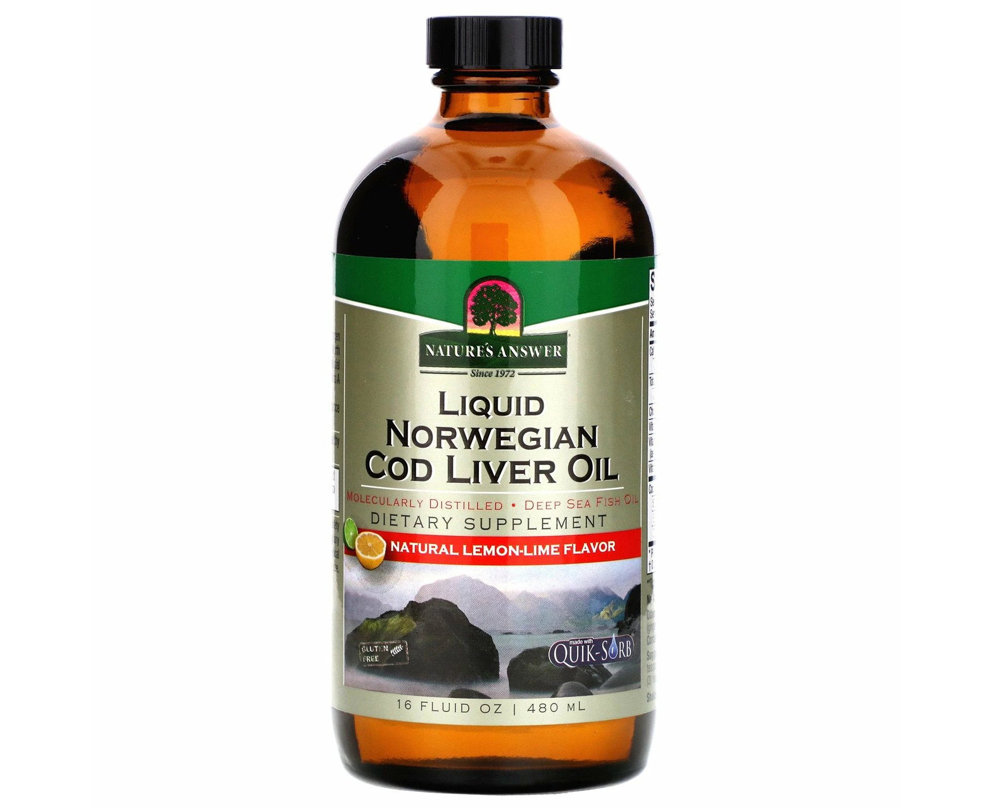 Nature's Answer, Liquid Norwegian Cod Liver Oil, Natural Lemon-Lime Flavor, 16 fl oz (480 ml)