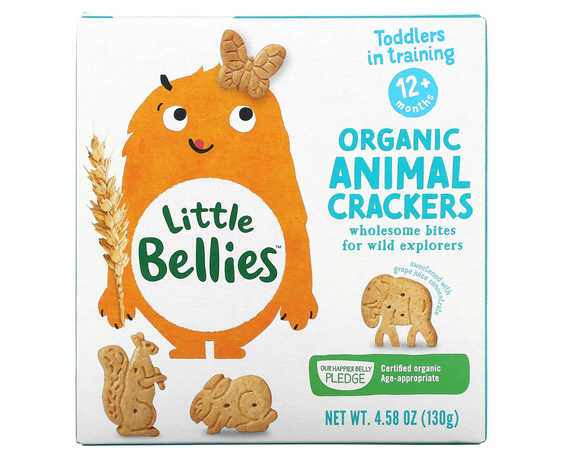 Little Bellies, Organic Animal Crackers, 12+ Months, 4.58 oz (130 g)