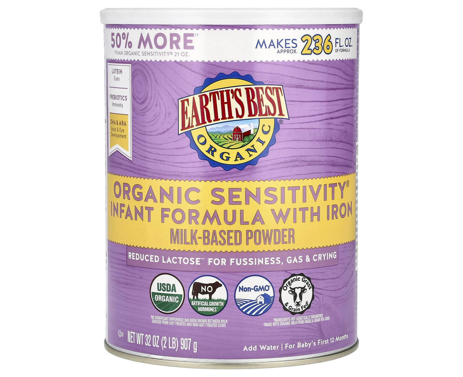 Earth's Best, Organic Sensitivity Infant Formula with Iron, For Baby's First 12 Months, 32 oz (907 g)