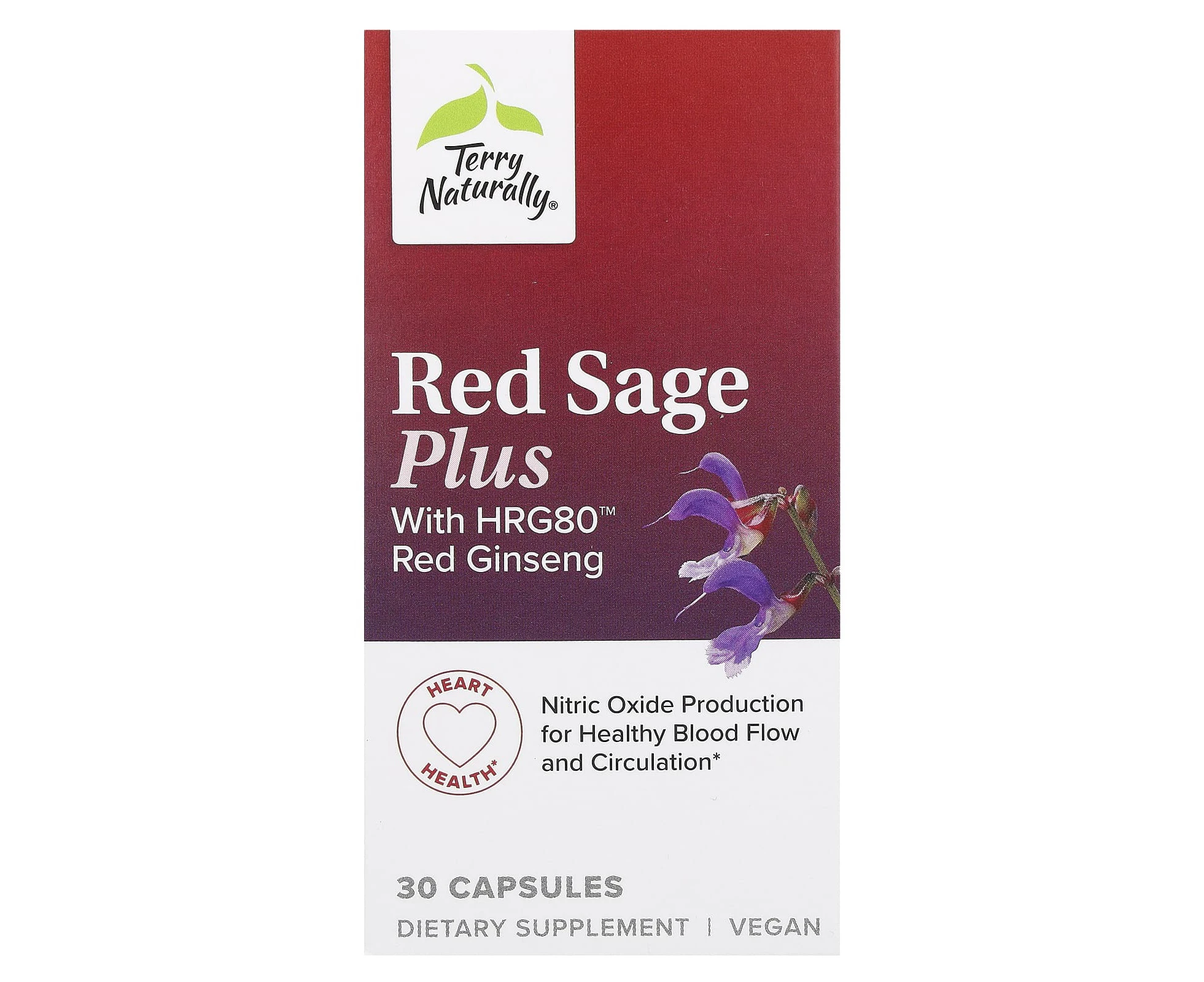 Terry Naturally, Red Sage Plus With HRG80 Red Ginseng, 30 Capsules