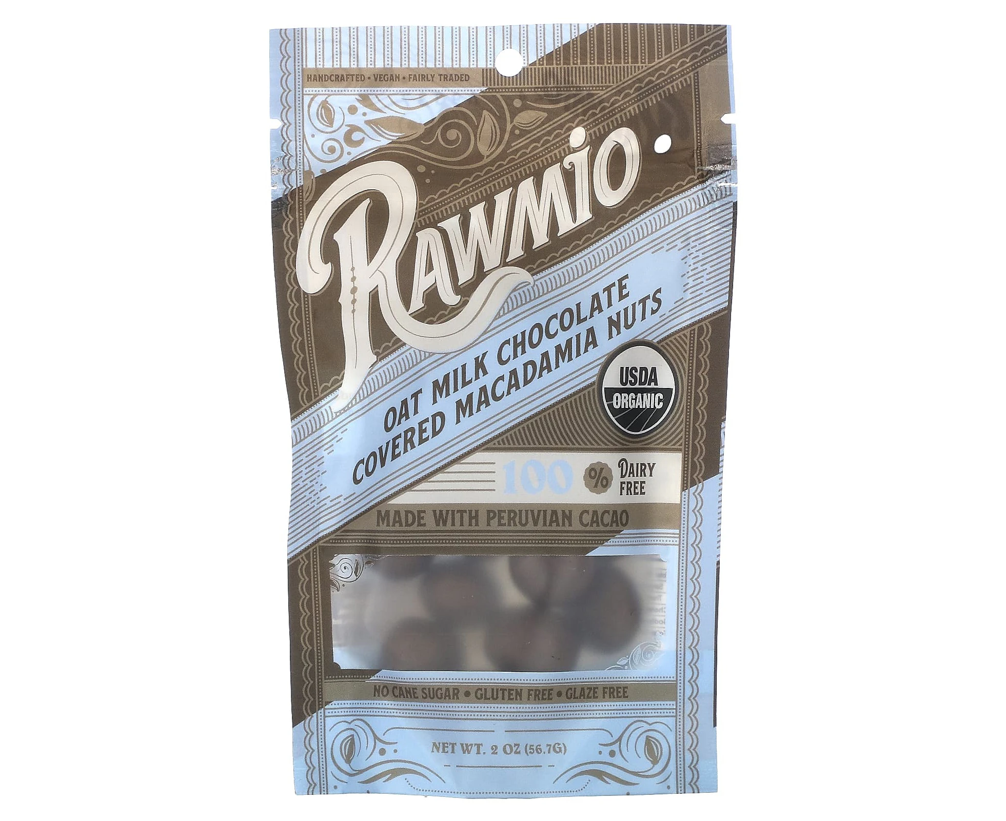 Rawmio, Oat Milk Chocolate Covered Macadamia Nuts, 2 oz (56.7 g)