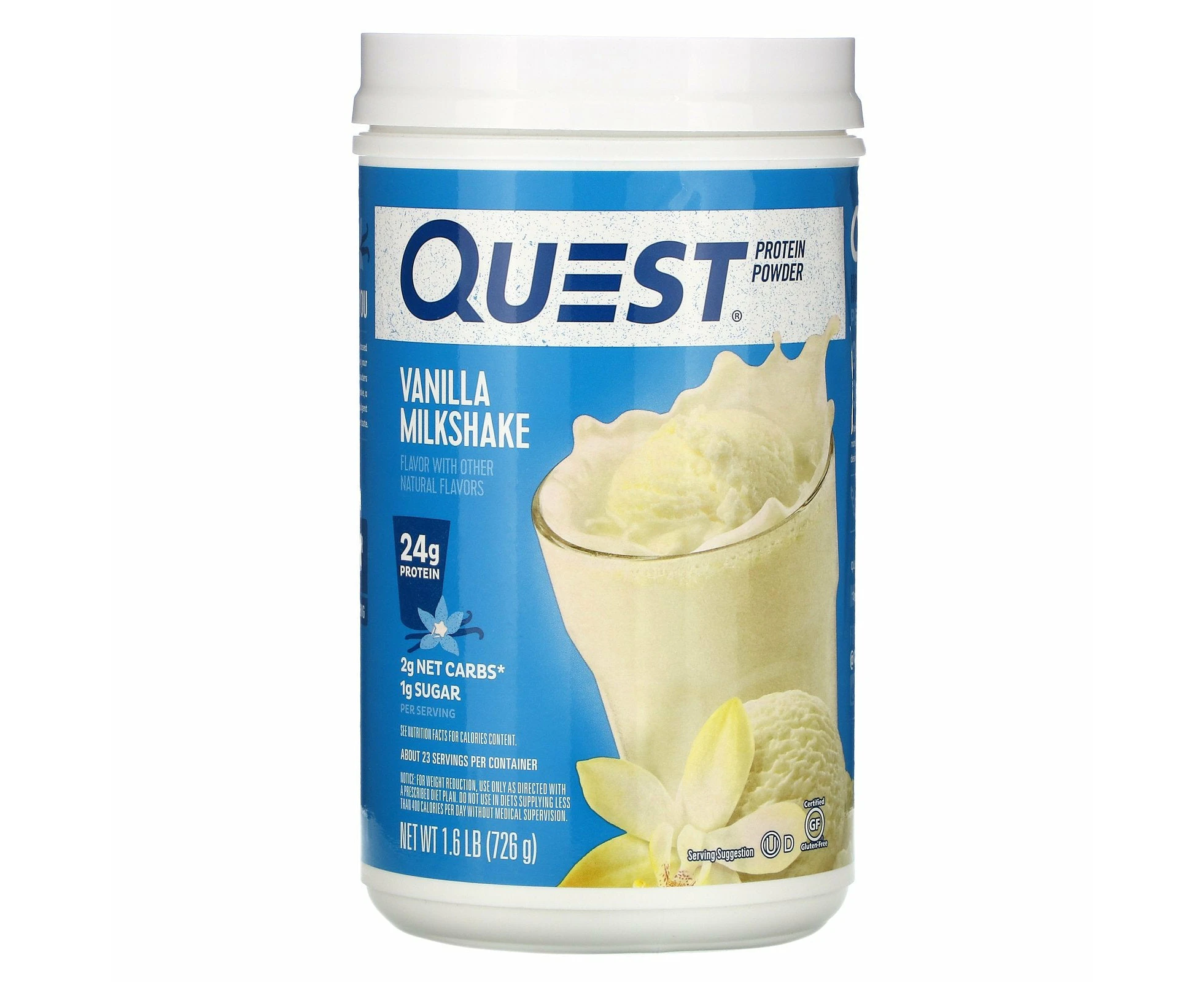 Quest Nutrition, Protein Powder, Vanilla Milkshake, 1.6 lb (726 g)