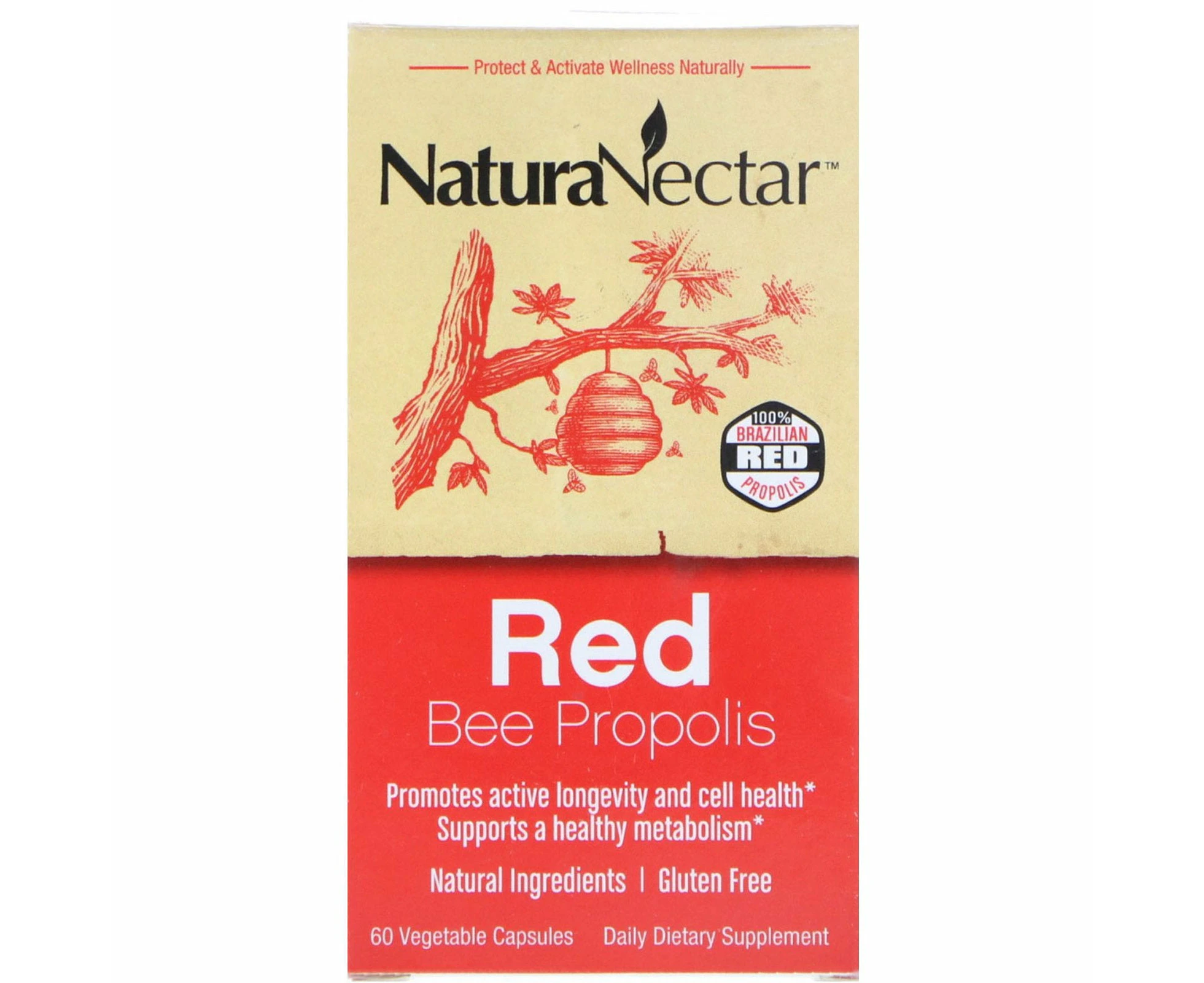 NaturaNectar, Red Bee Propolis, 60 Vegetable Capsules