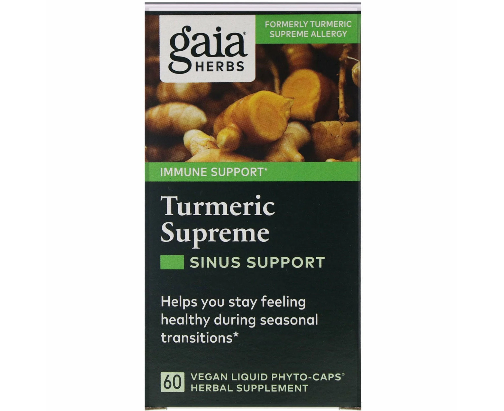 Gaia Herbs, Turmeric Supreme, Sinus Support, 60 Vegan Liquid Phyto-Caps