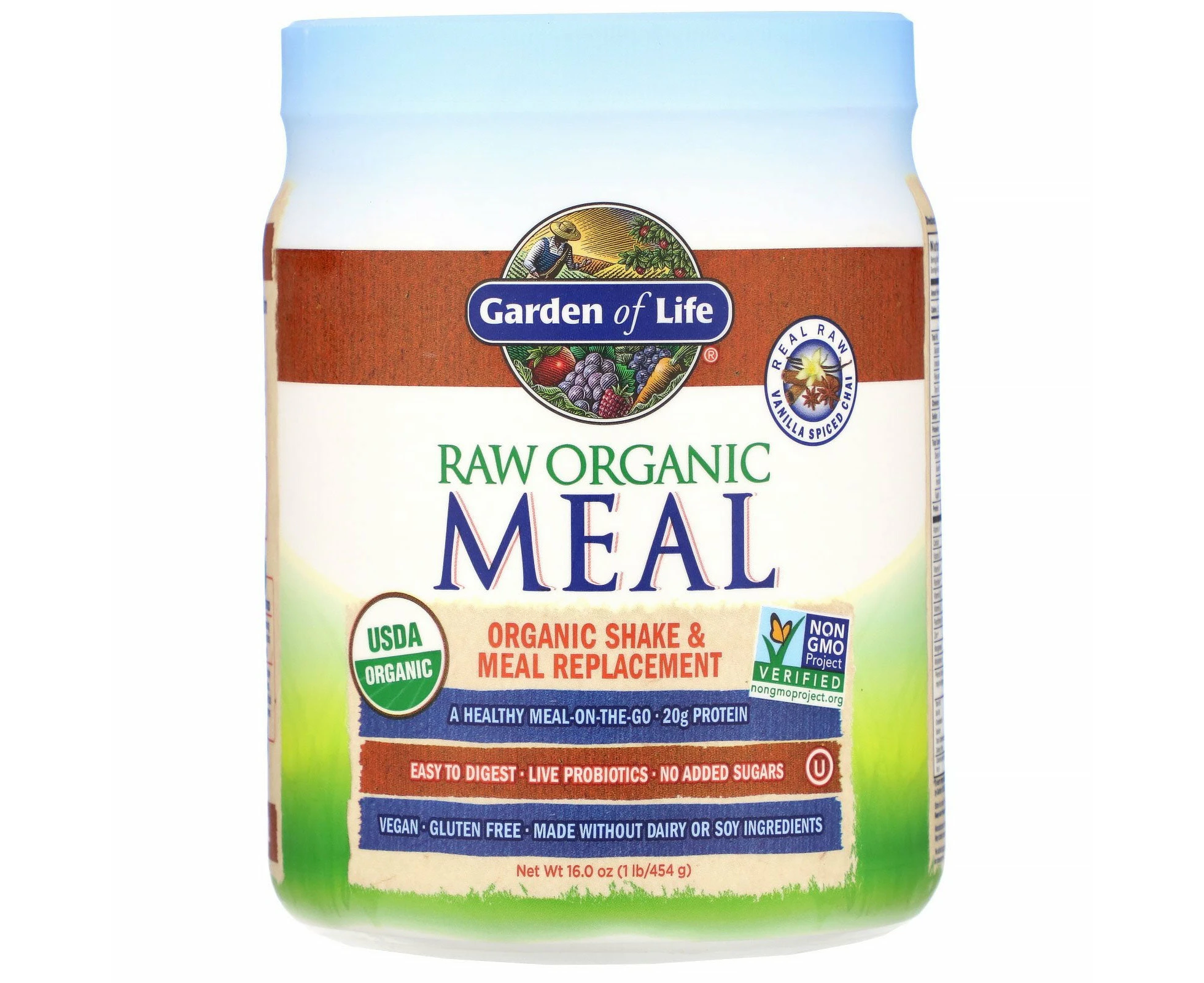 Garden of Life, RAW Organic Meal, Shake & Meal Replacement, Vanilla Spiced Chai, 16 oz (454 g)