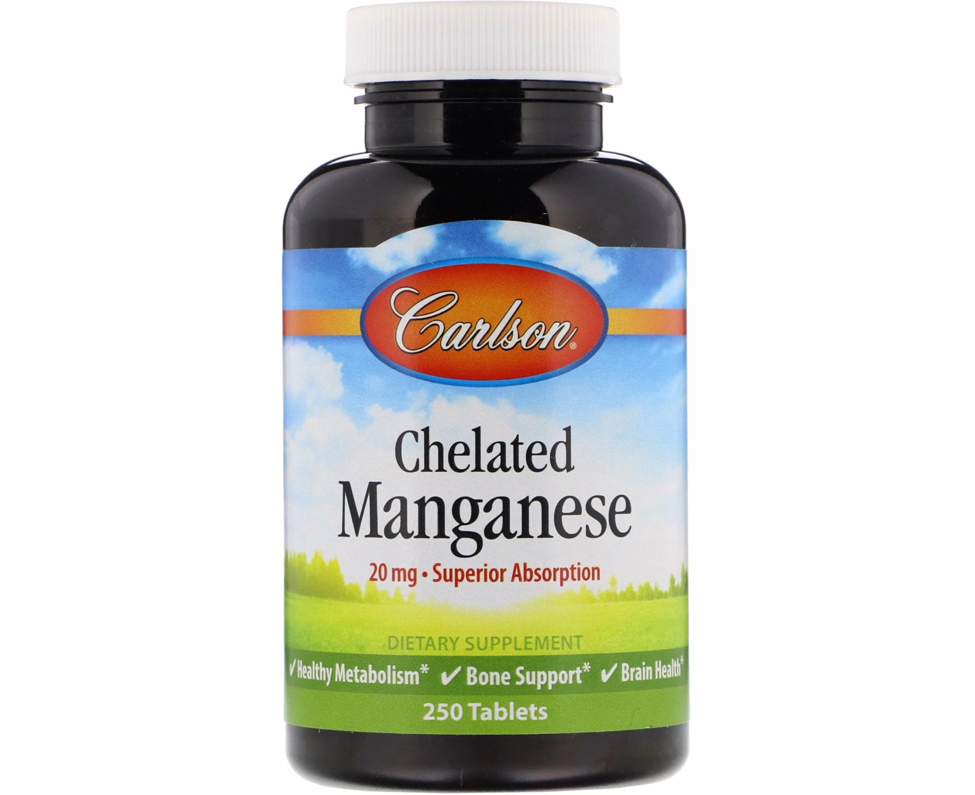 Carlson Labs, Chelated Manganese, 20 mg, 250 Tablets