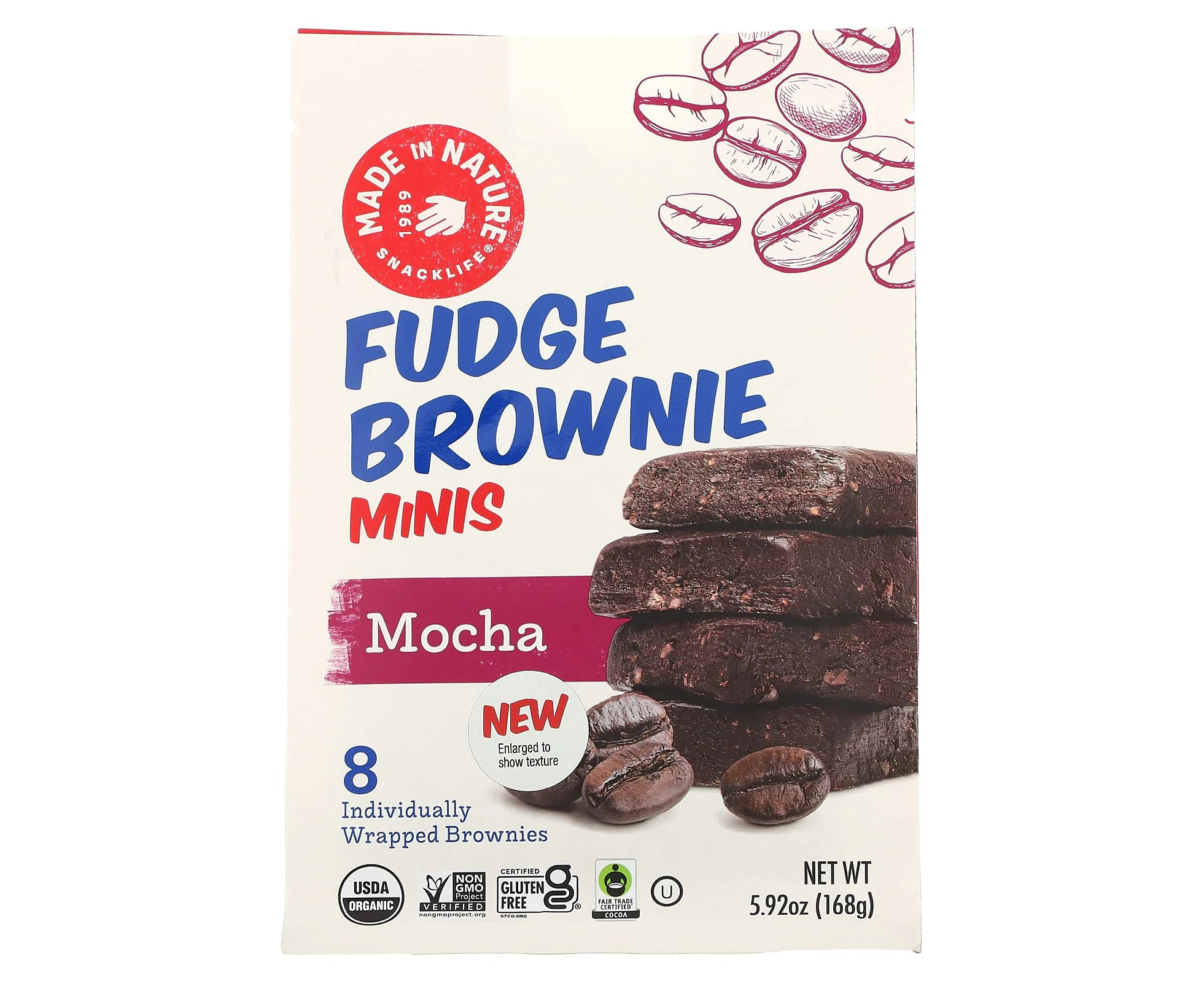 Made in Nature, Fudge Brownie Minis, Mocha, 8 Brownies, 5.92 oz (168 g)