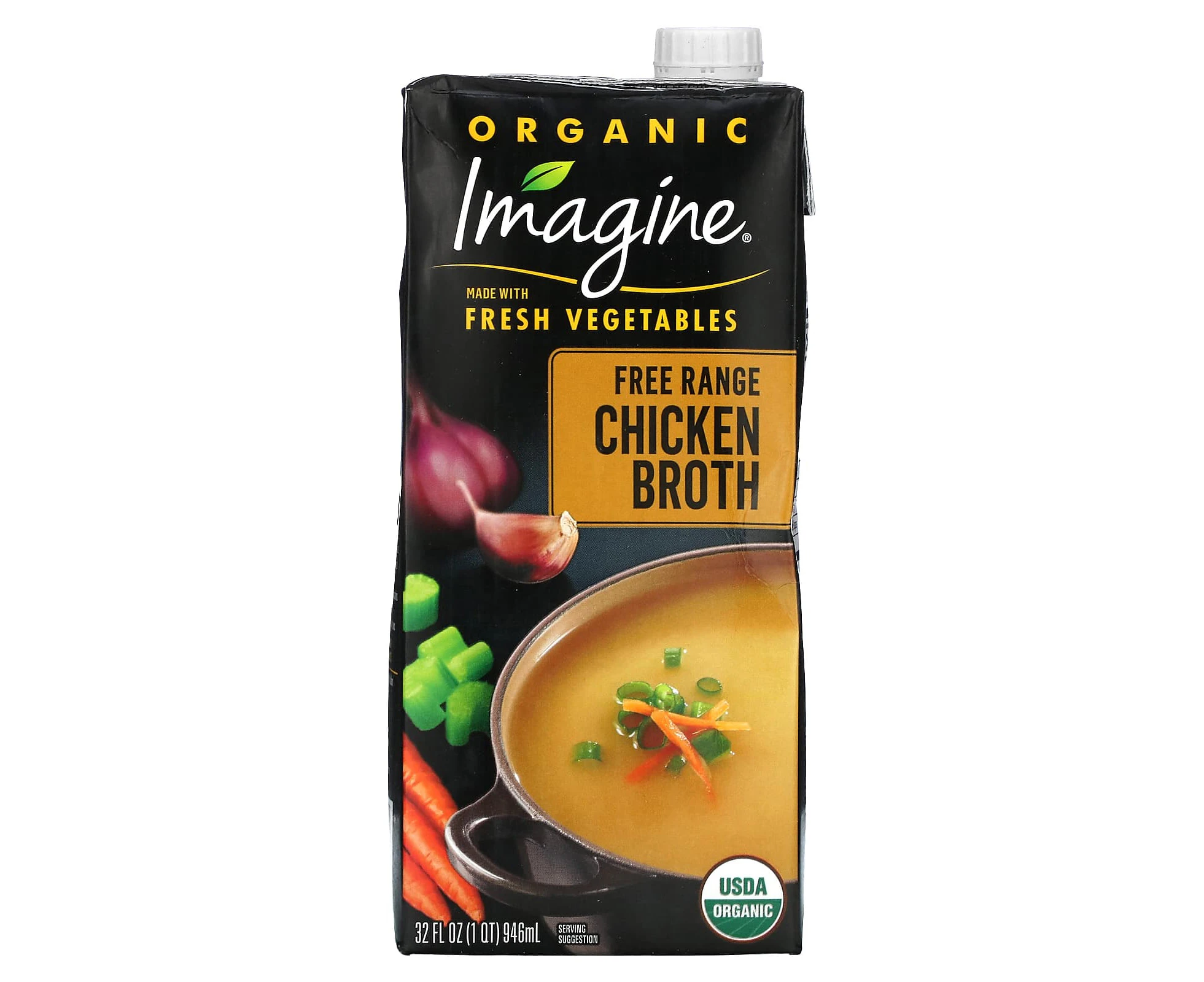 Imagine Soups, Organic Free Range Chicken Broth, 32 fl oz (946 ml)