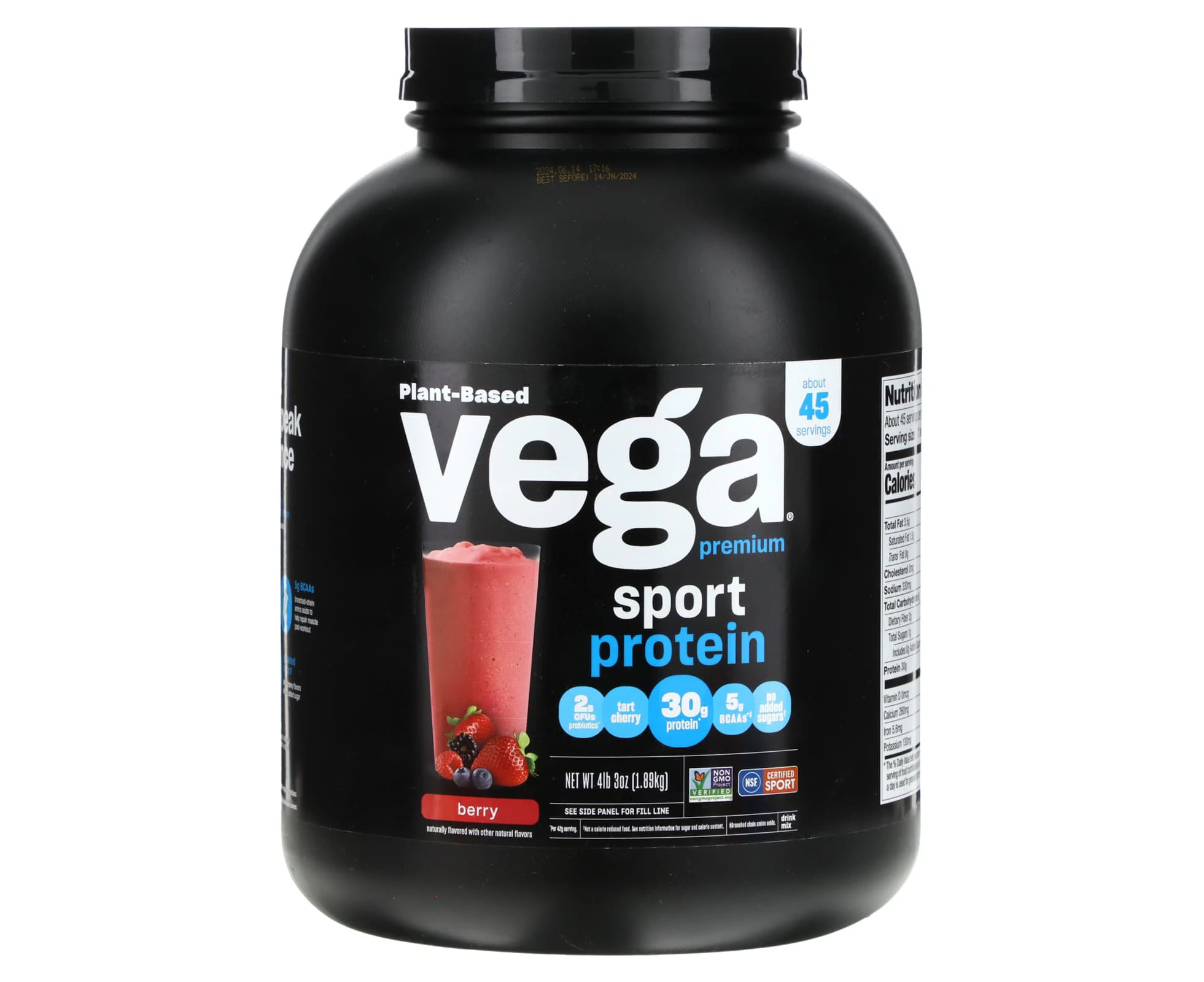 Vega, Sport, Plant Based Premium Protein, Berry, 4 lb 3 oz (1.89 kg)