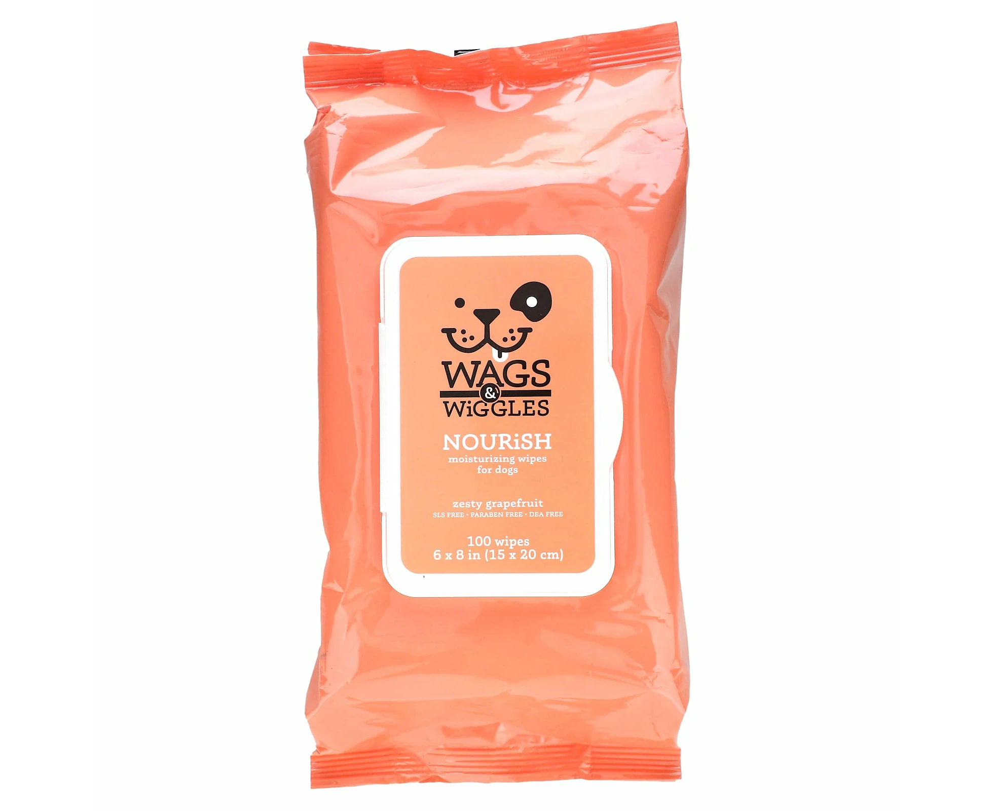 Wags & Wiggles, Nourish, Moisturizing Wipes For Dogs, Zesty Grapefruit, 100 Wipes