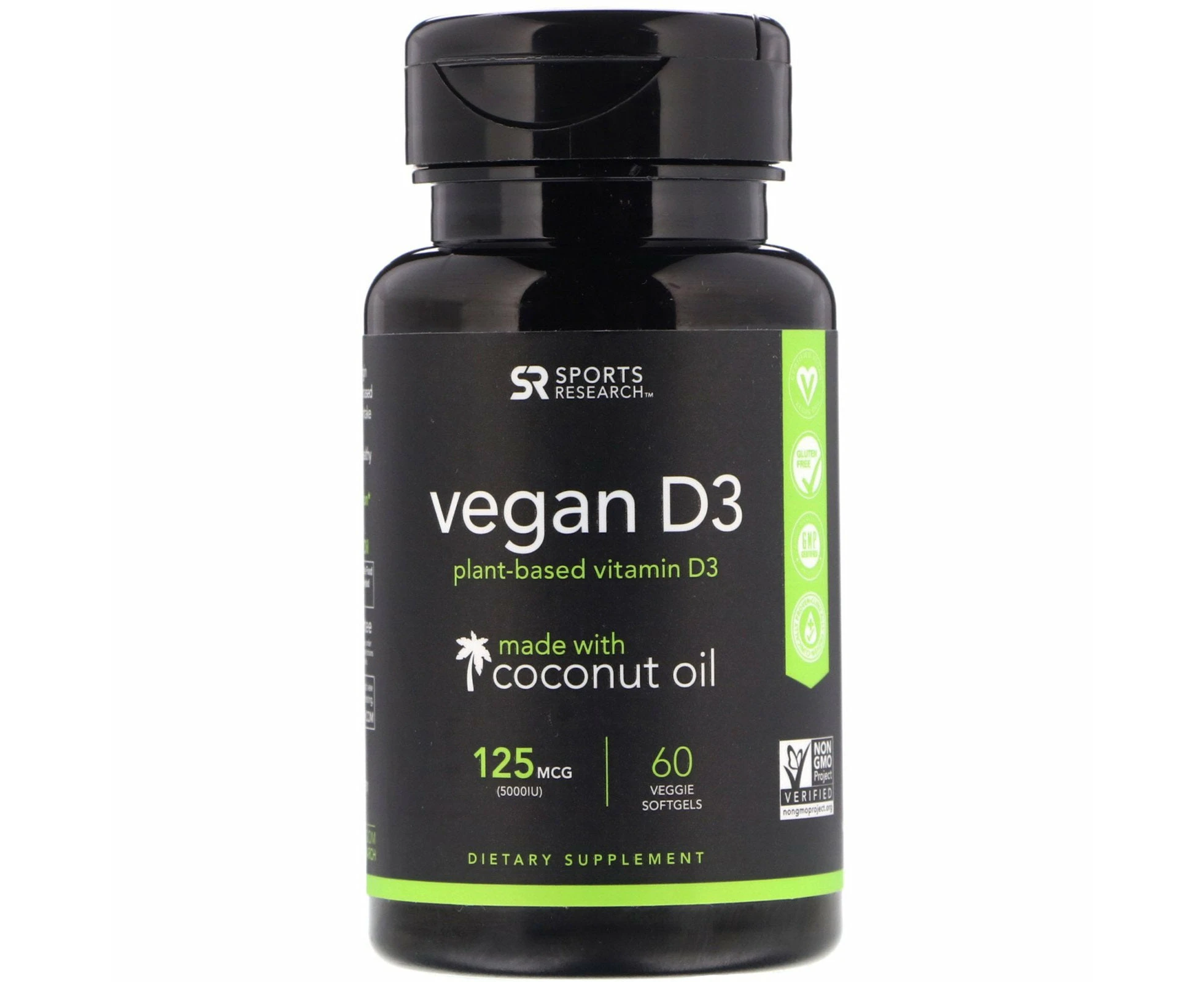 Sports Research, Vegan D3, 125 mcg (5,000 IU), 60 Veggie Softgels