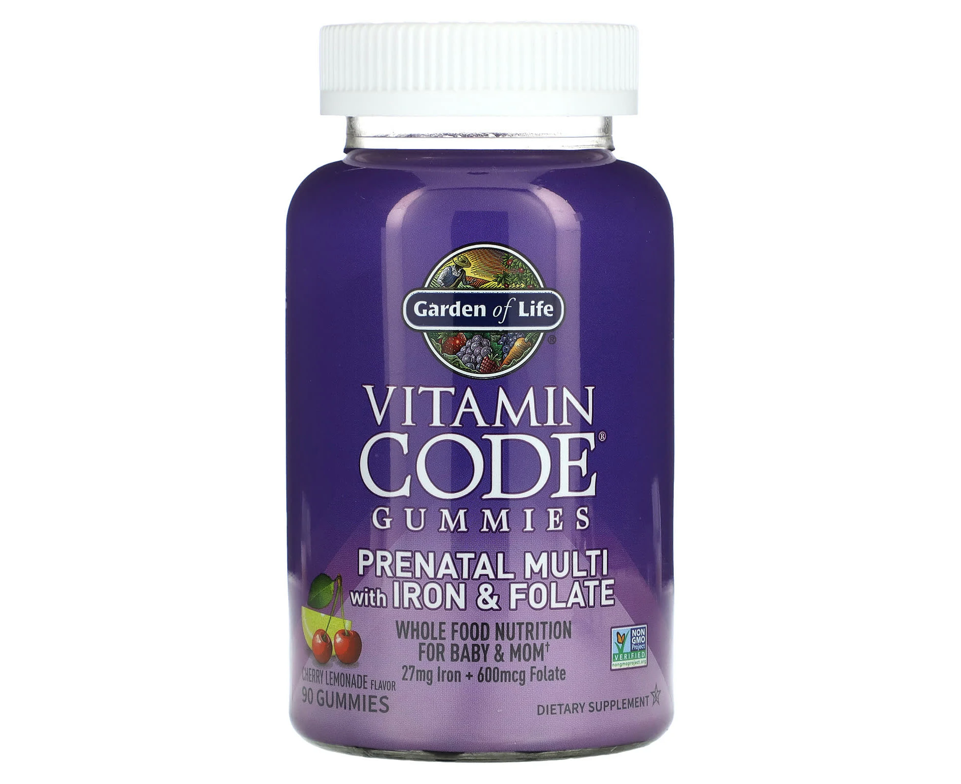 Garden of Life, Vitamin Code Gummies, Prenatal Multi with Iron & Folate, Cherry Lemonade, 90 Gummies