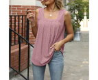 Women Tank Top Sleeveless Shirt Loose Fit Square Neck Comfortable For Date Travel Dark Pink M