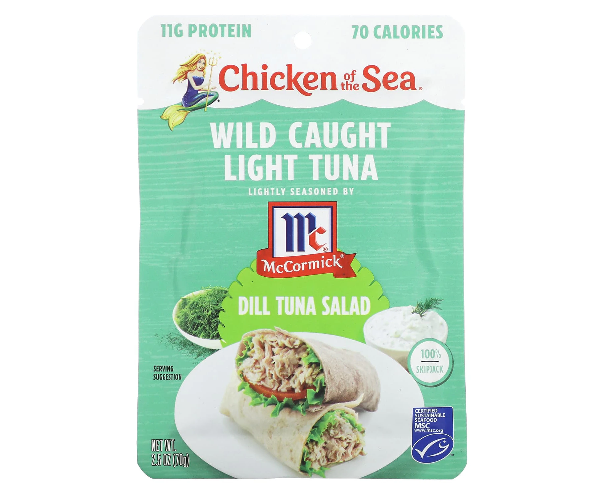 Chicken of the Sea, Wild Caught Light Tuna, Dill Tuna Salad, 2.5 oz (70 g)