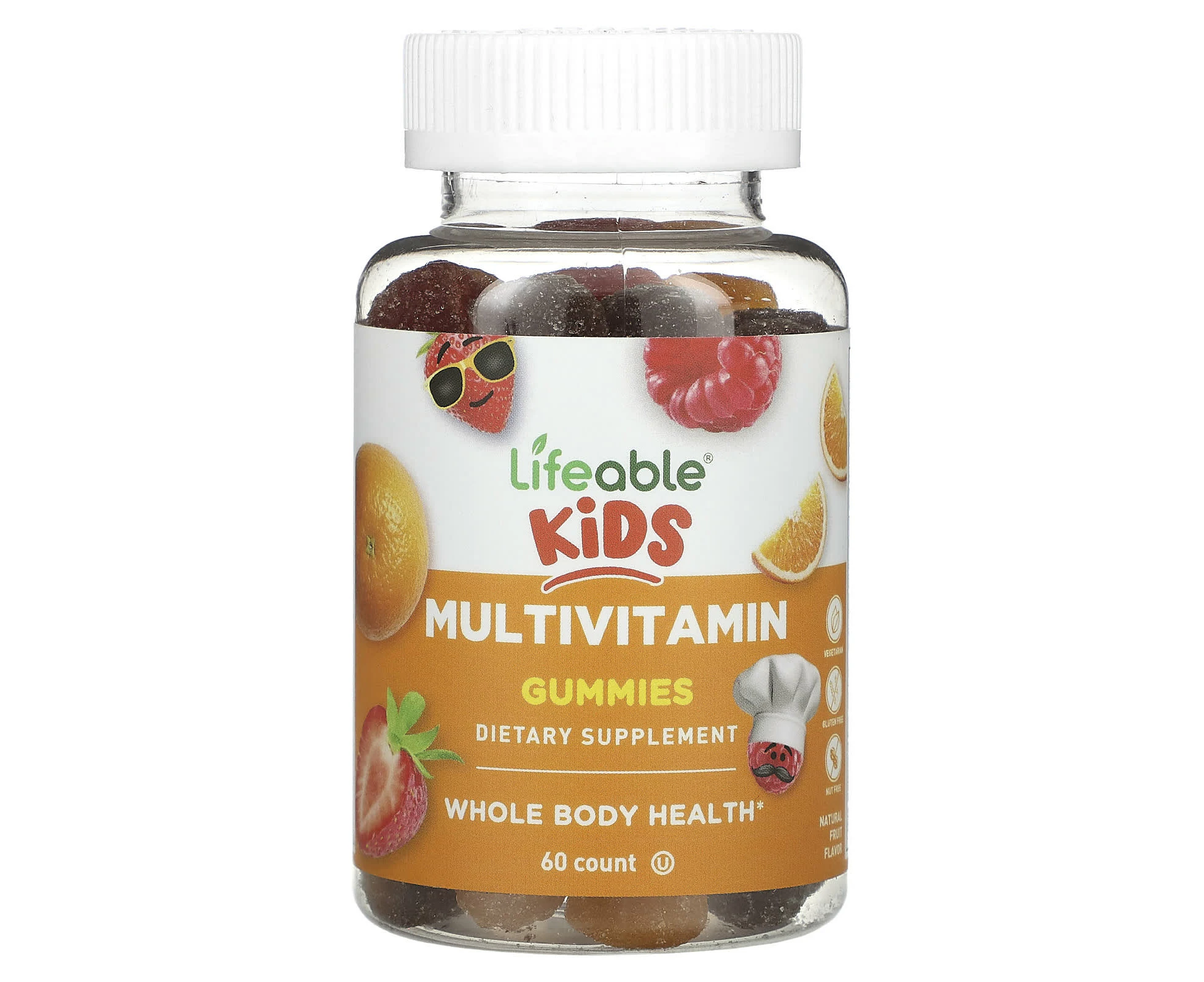 Lifeable, Kids Multivitamin Gummies, Natural Fruit, 60 Gummies