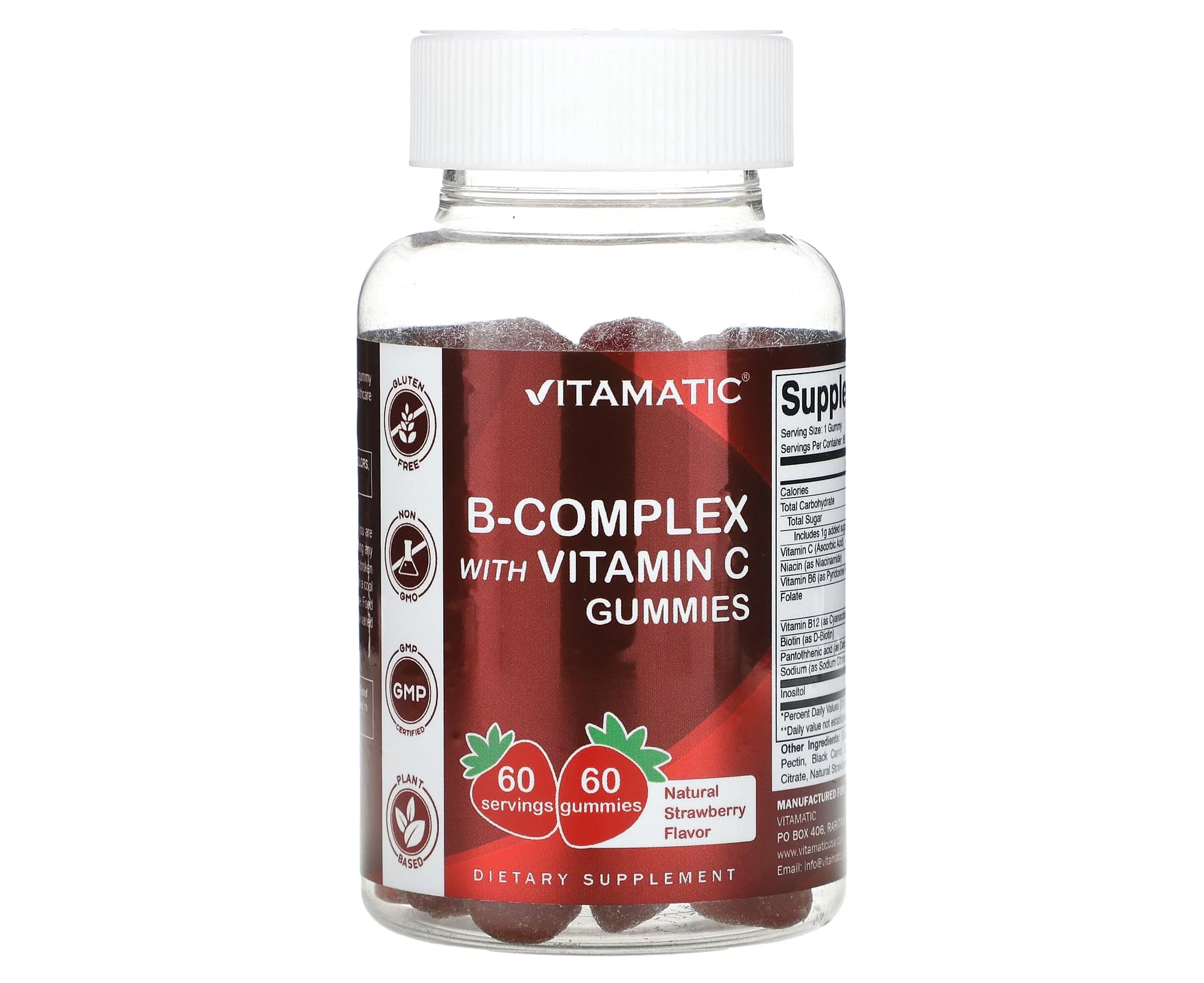 Vitamatic, B-Complex With Vitamin C Gummies, Strawberry, 60 Gummies