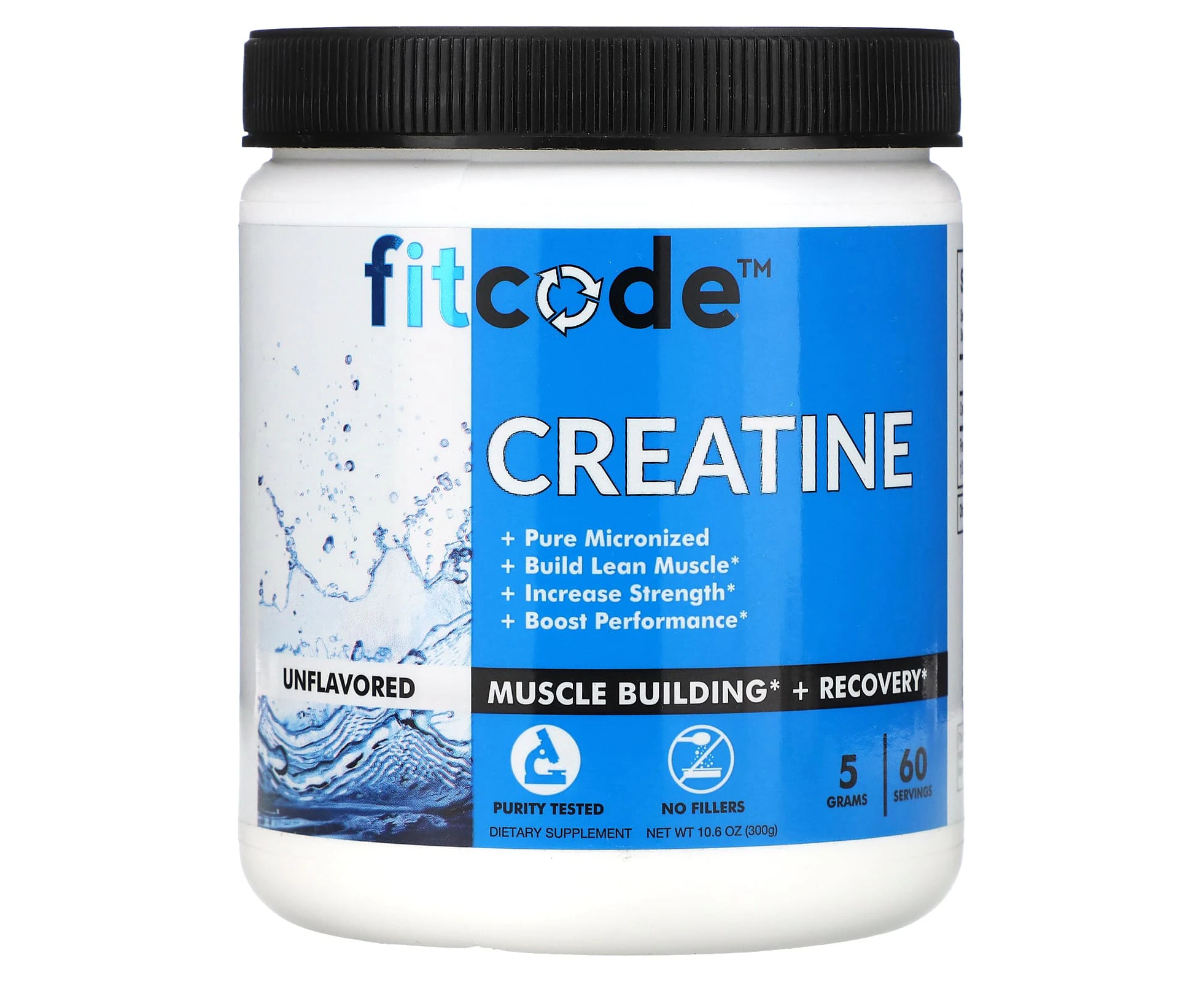 fitcode, Creatine, Unflavored, 5 g, 10.6 oz (300 g)