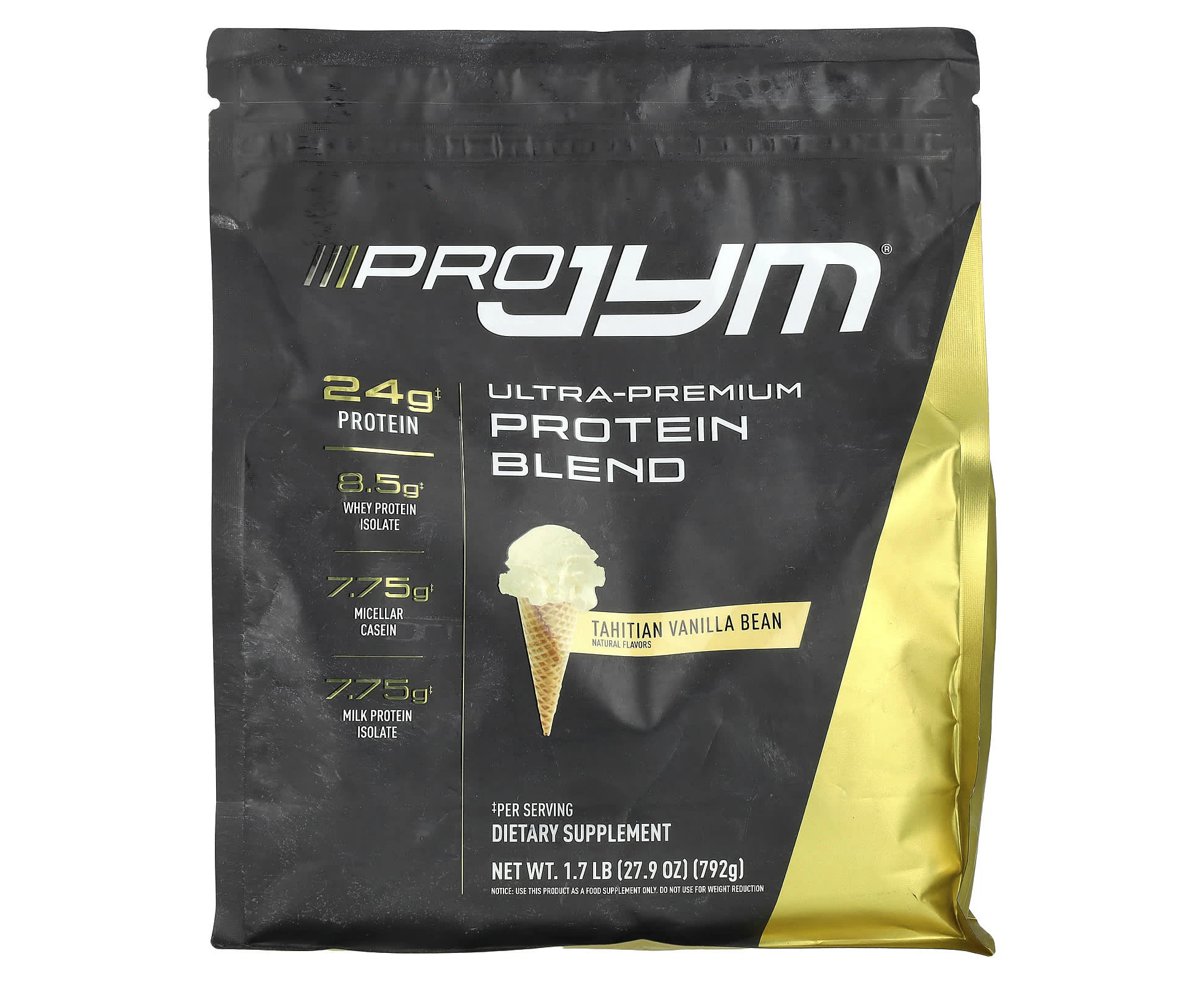 JYM Supplement Science, Pro JYM, Ultra-Premium Protein Blend, Tahitian Vanilla Bean, 1.7 lb (792 g)