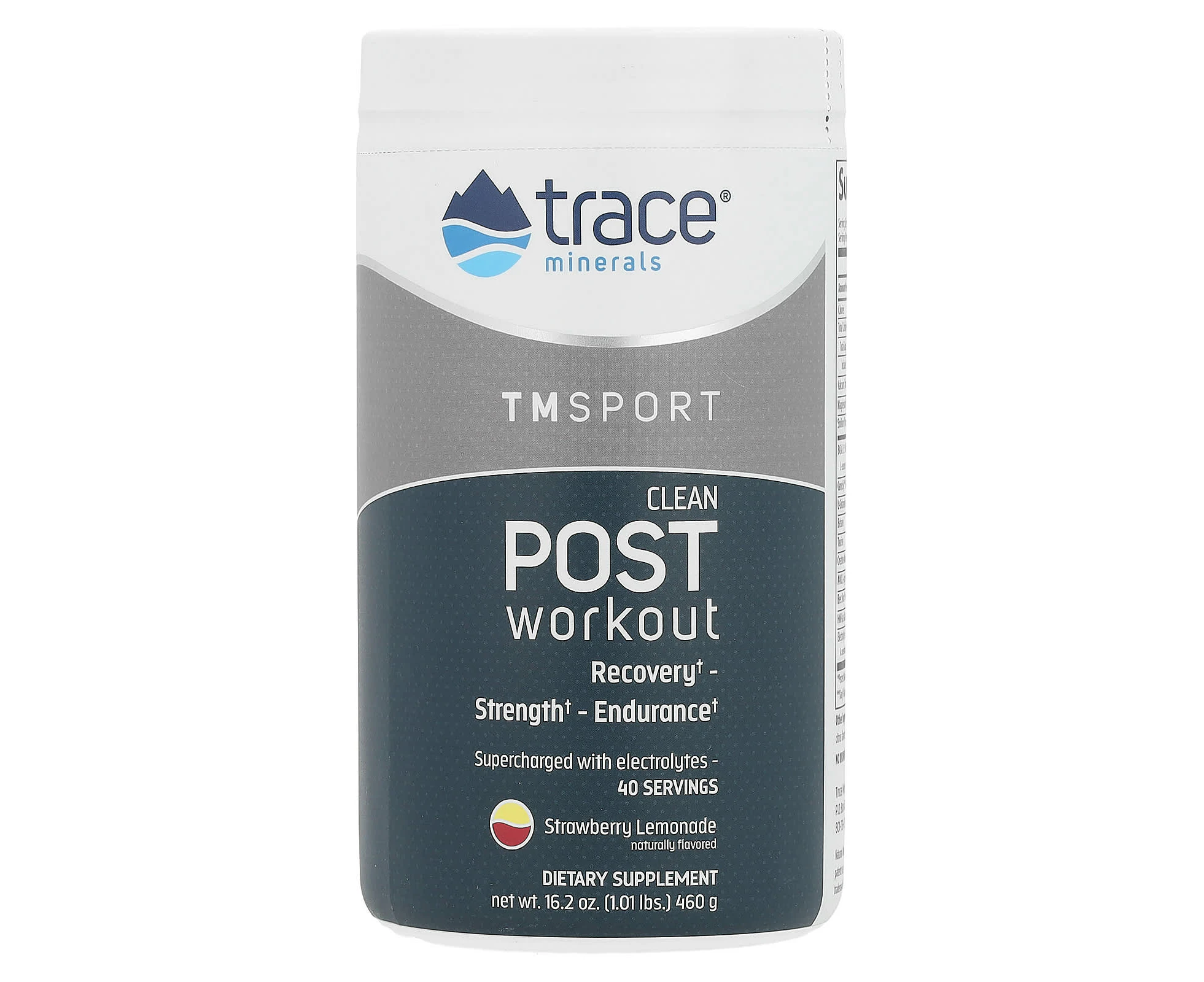 Trace Minerals ¬Æ, TM Sport, Clean Post Workout, Strawberry Lemonade, 1.01 lbs (460 g)