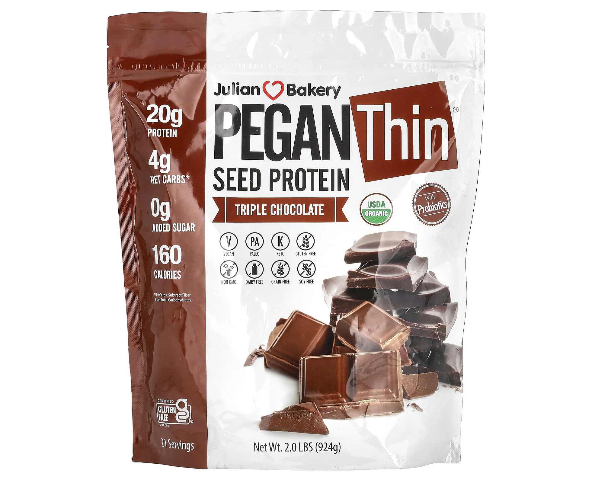 Julian Bakery, Pegan Thin, Seed Protein, Triple Chocolate, 2 lbs (924 g)