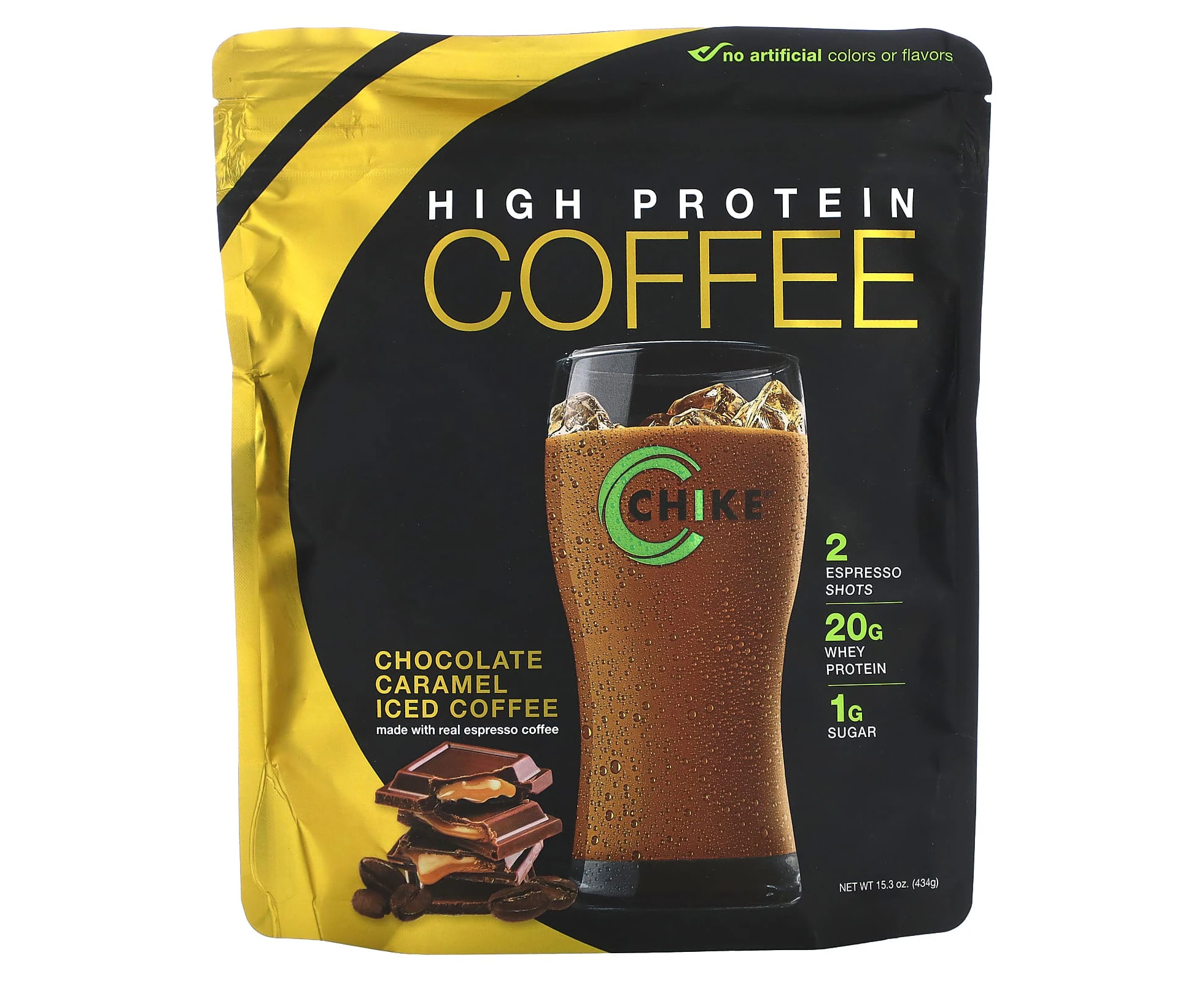 Chike Nutrition, High Protein Iced Coffee, Chocolate Caramel, 15.3 oz (434 g)