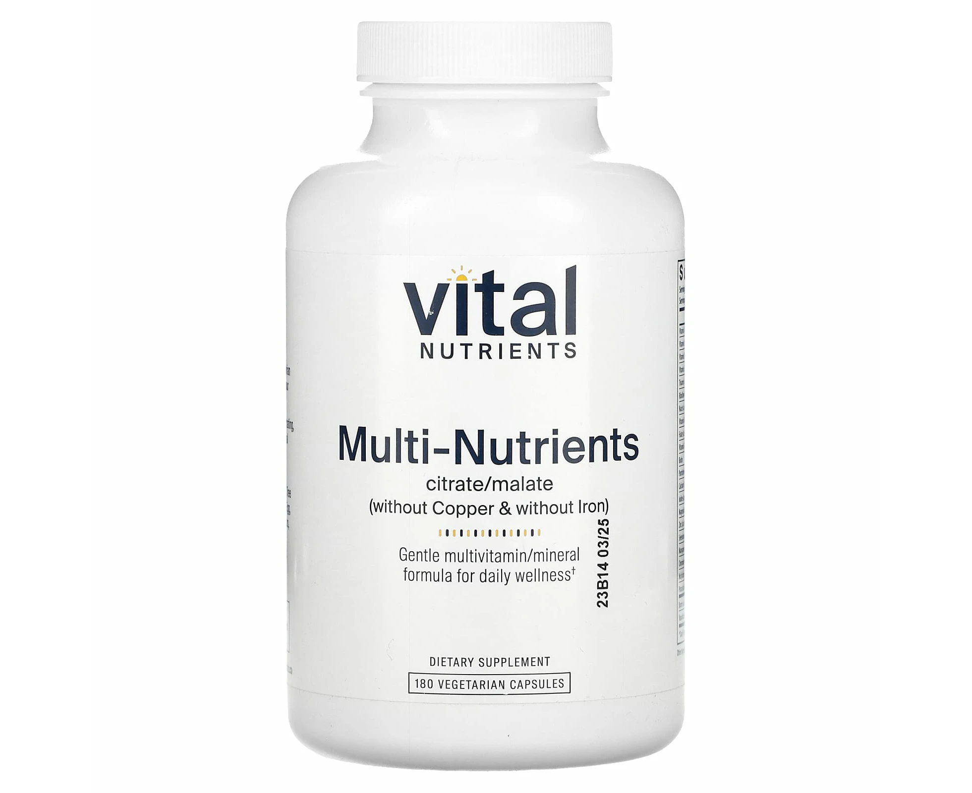 Vital Nutrients, Multi-Nutrients Citrate/Malate (Without Copper & Without Iron), 180 Vegetarian Capsules