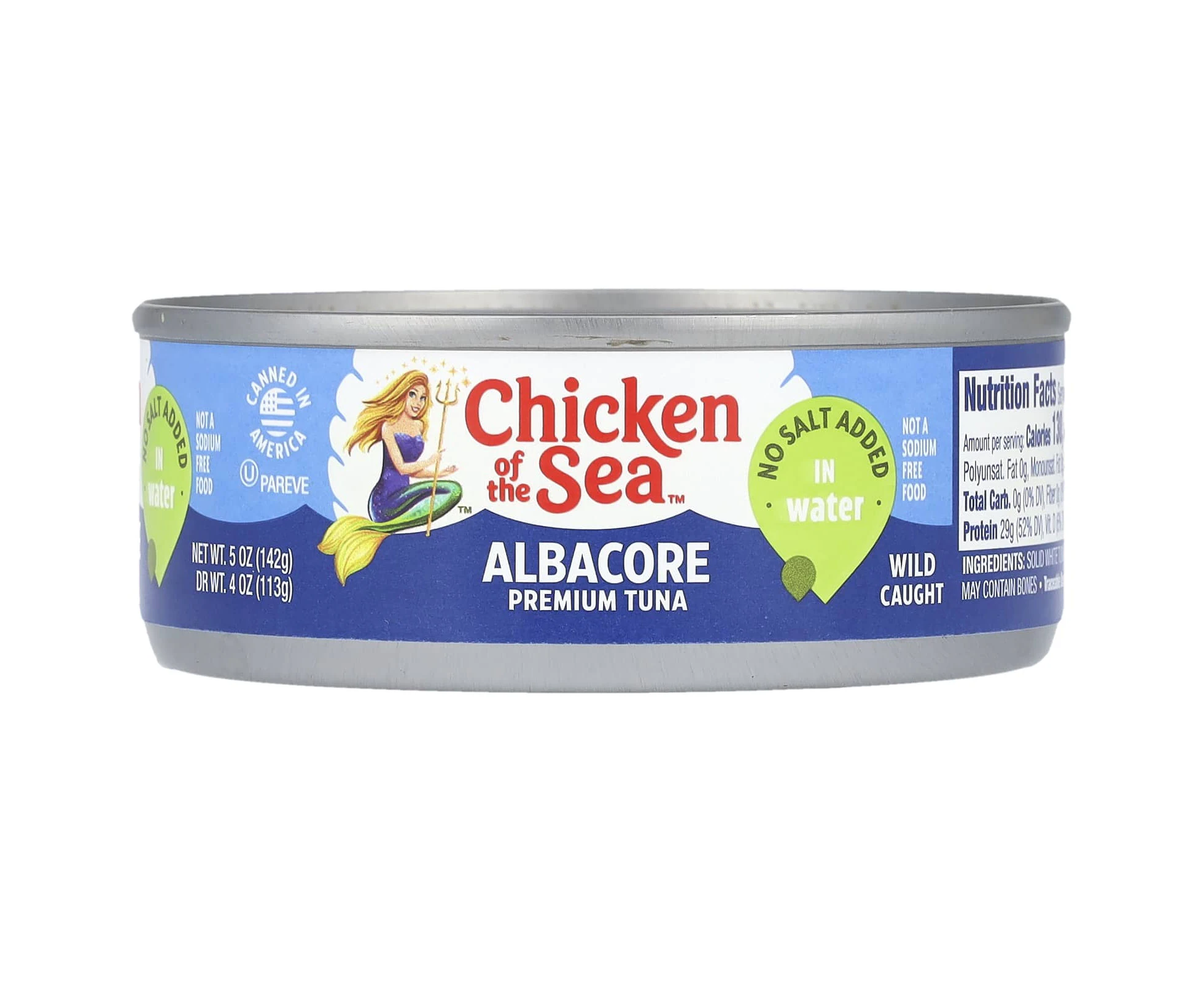 Chicken of the Sea, Albacore, Premium Tuna In Water, No Salt Added, 5 oz (142 g)