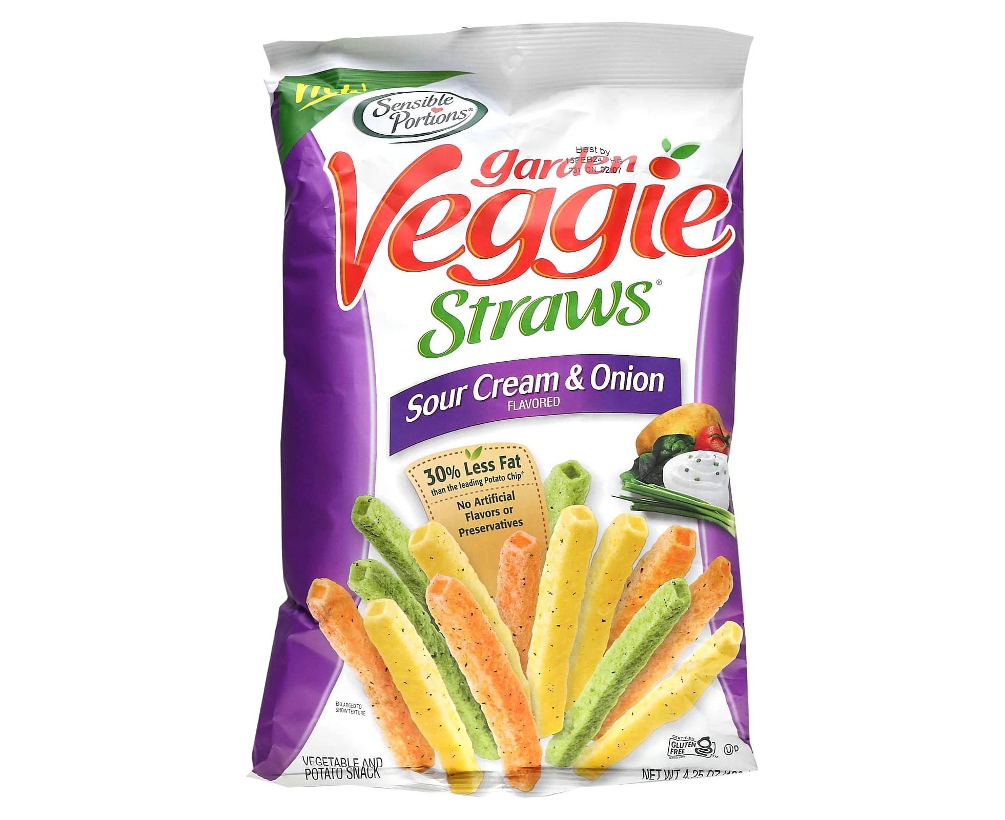 Sensible Portions, Garden Veggie Straws, Sour Cream & Onion, 4.25 oz (120 g)