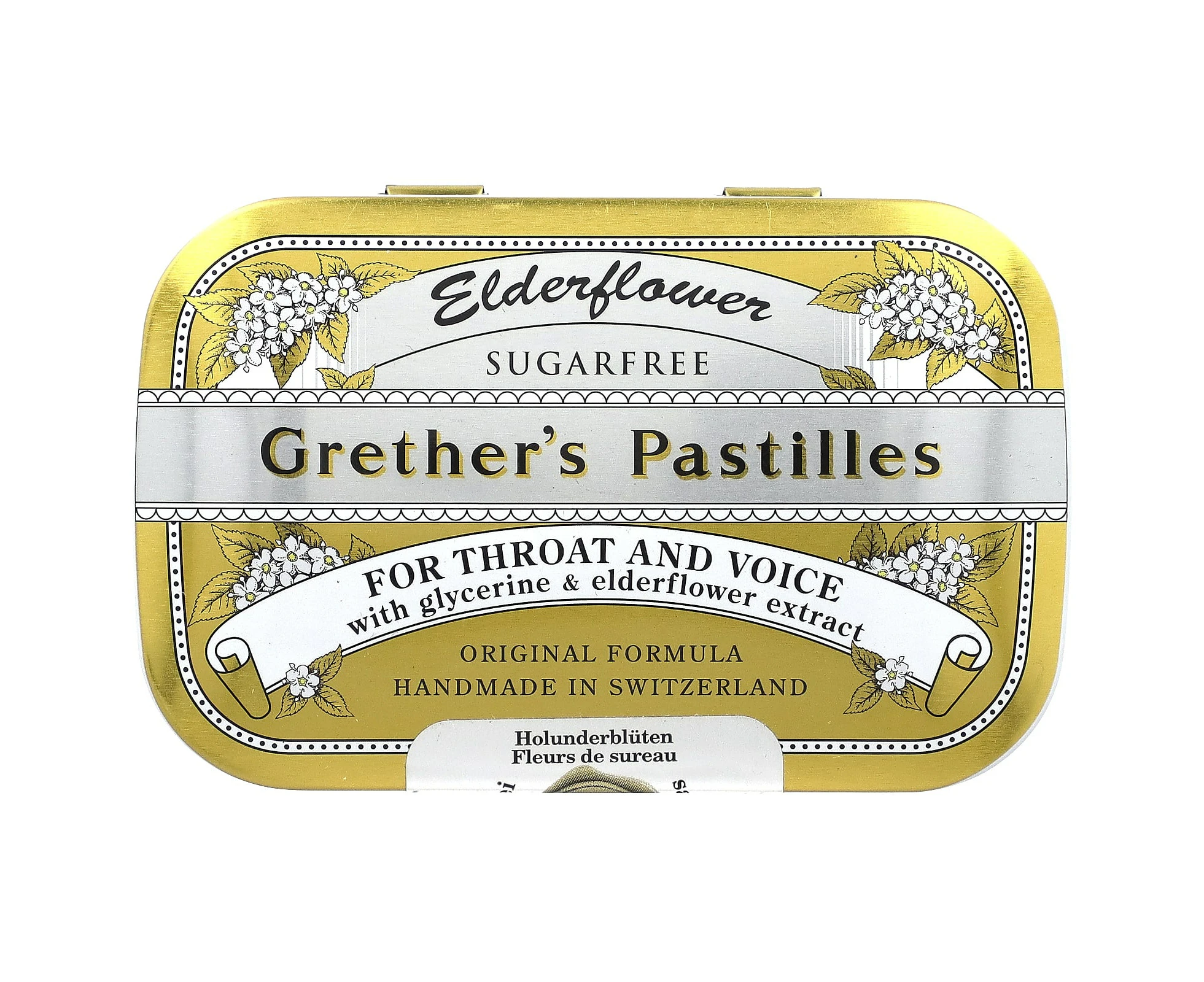 Grether's Pastilles, For Throat and Voice, Sugar Free, Elderflower, 24 Lozenges, 2 1/8 oz (60 g)