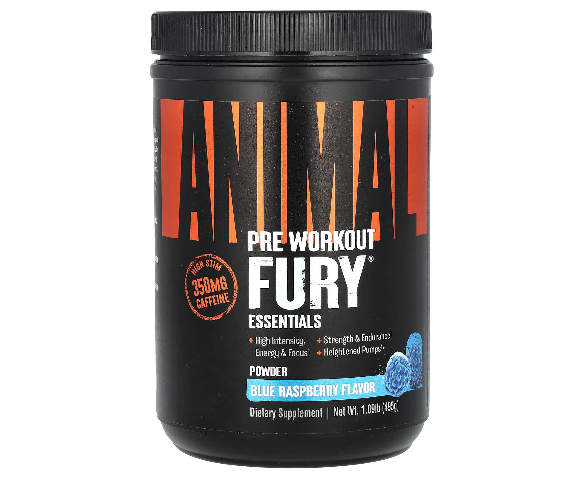 Animal, Fury¬Æ Essentials, Pre Workout, Blue Raspberry, 1.09 lb (495 g)