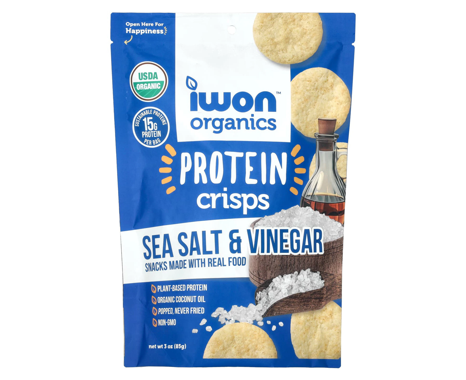 IWON Organics, Protein Crisps, Sea Salt & Vinegar, 3 oz (85 g)