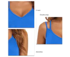 Double Strap Camisole Sleeveless Flowy V Neckline Double Strap Tank For Summer Lady Girl Blue Xxl