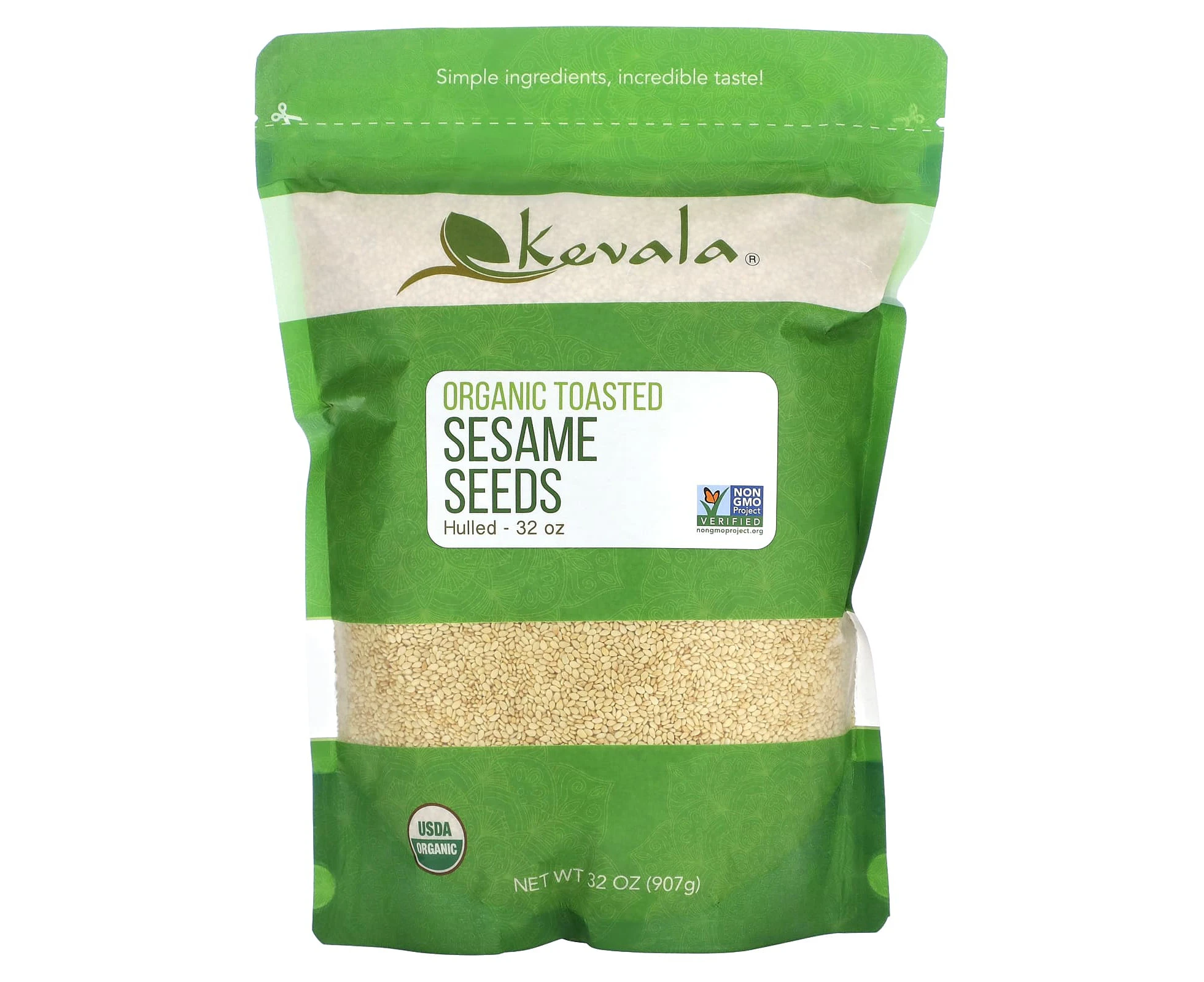 Kevala, Organic Toasted Sesame Seeds (Hulled), 32 oz (907 g)