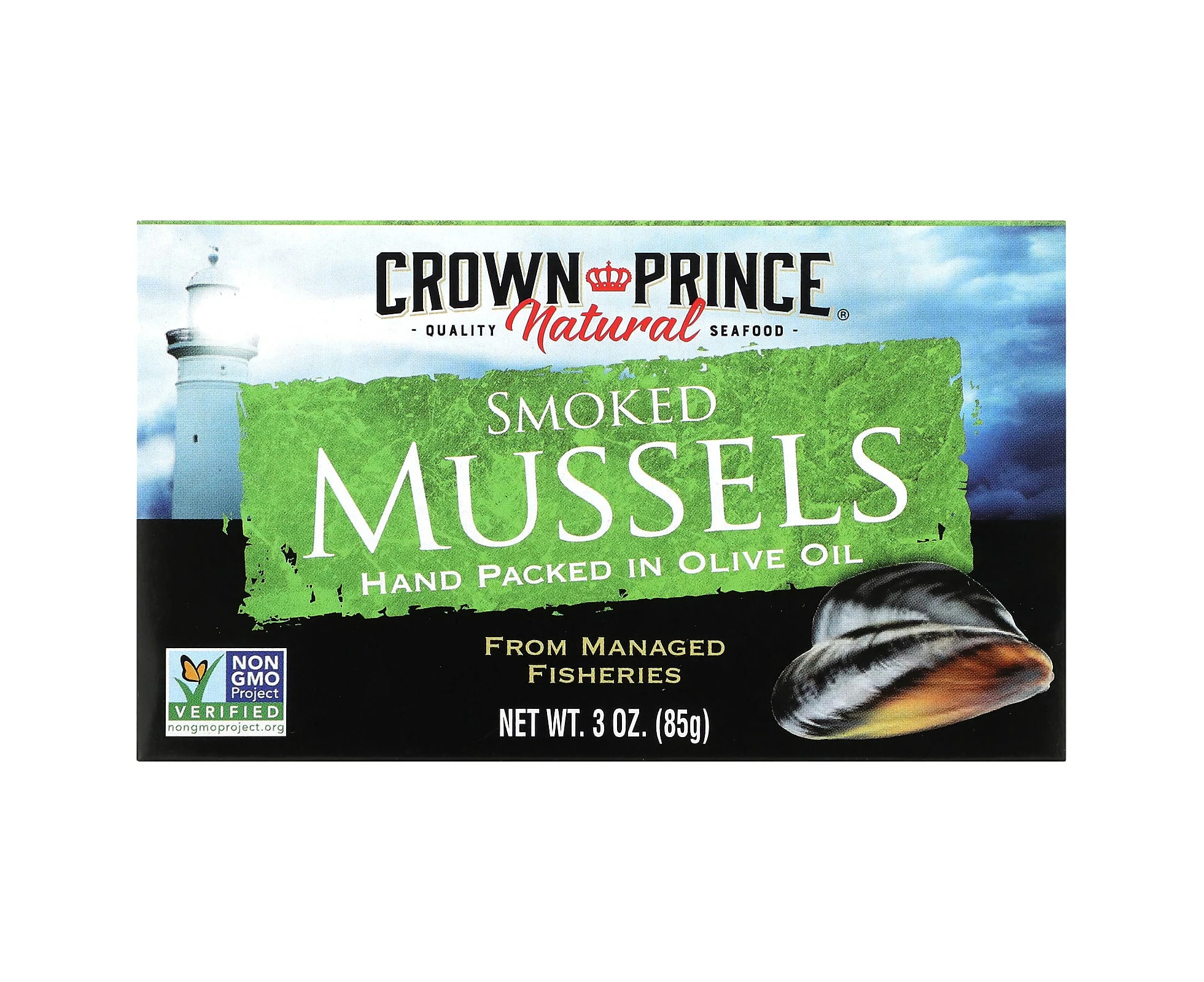 Crown Prince Natural, Smoked Mussels, In Olive Oil, 3 oz (85 g)