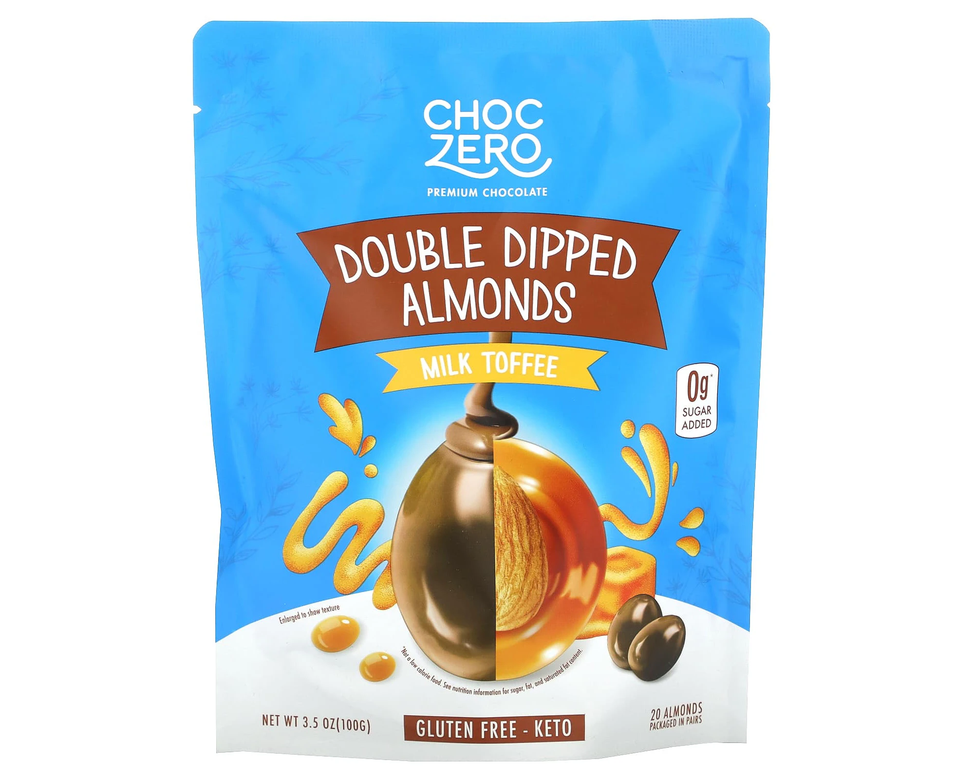 ChocZero, Premium Chocolate, Double Dipped Almonds, Milk Toffee, 3.5 oz (100 g)