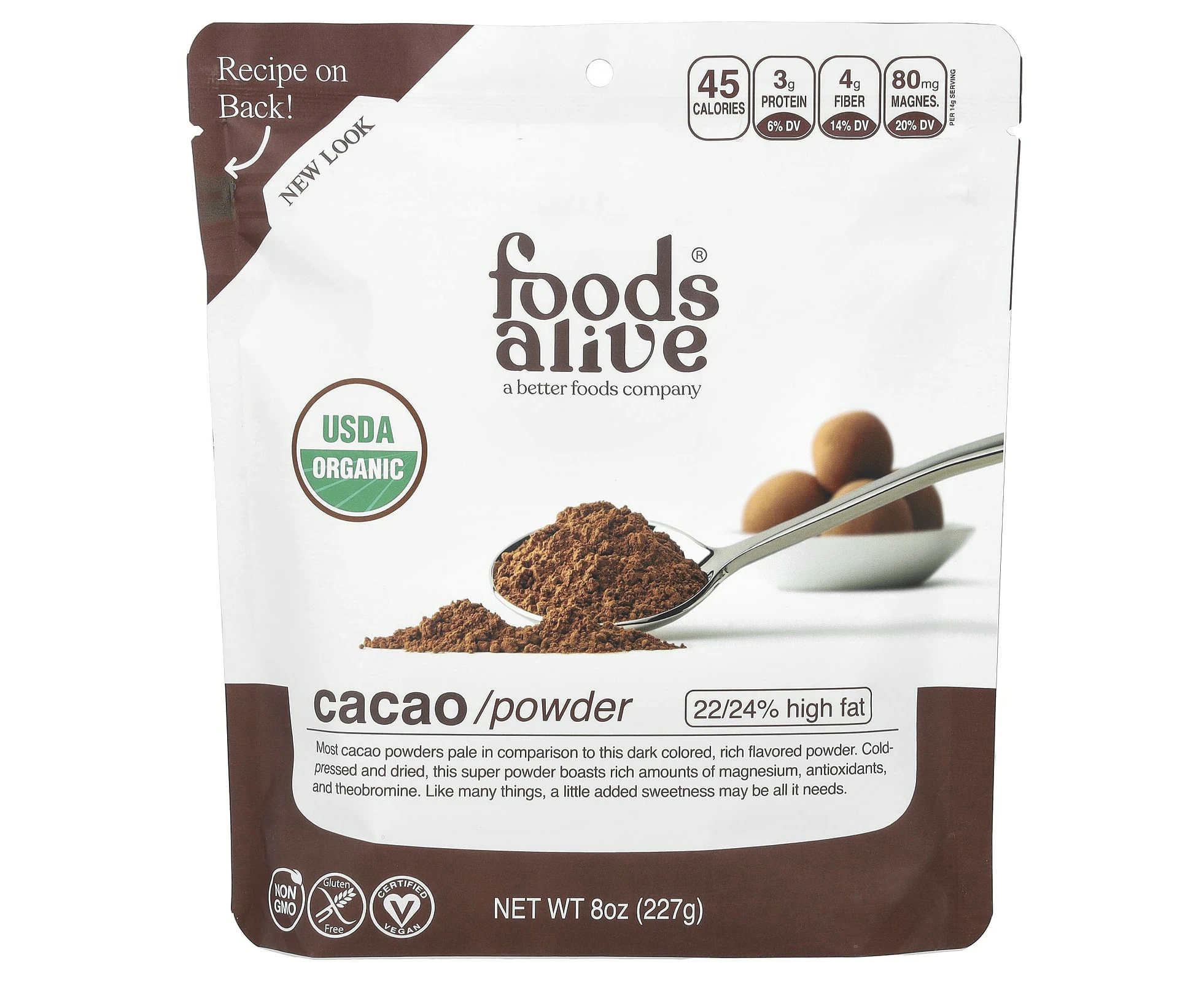 Foods Alive, Cacao Powder, 8 oz (227 g)