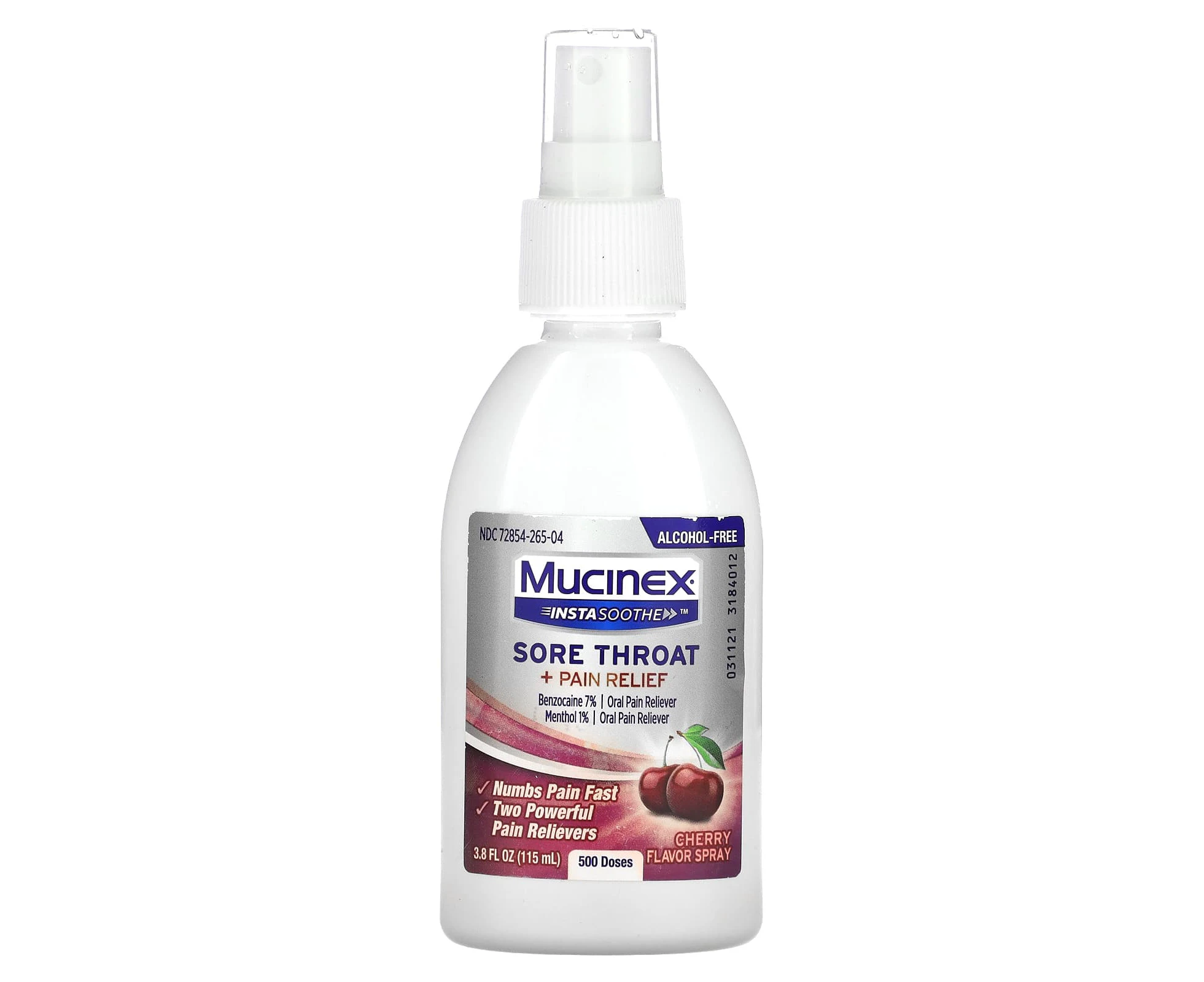 Mucinex, InstaSoothe Sore Throat + Pain Relief Spray, Cherry, 3.8 fl oz (115 ml)