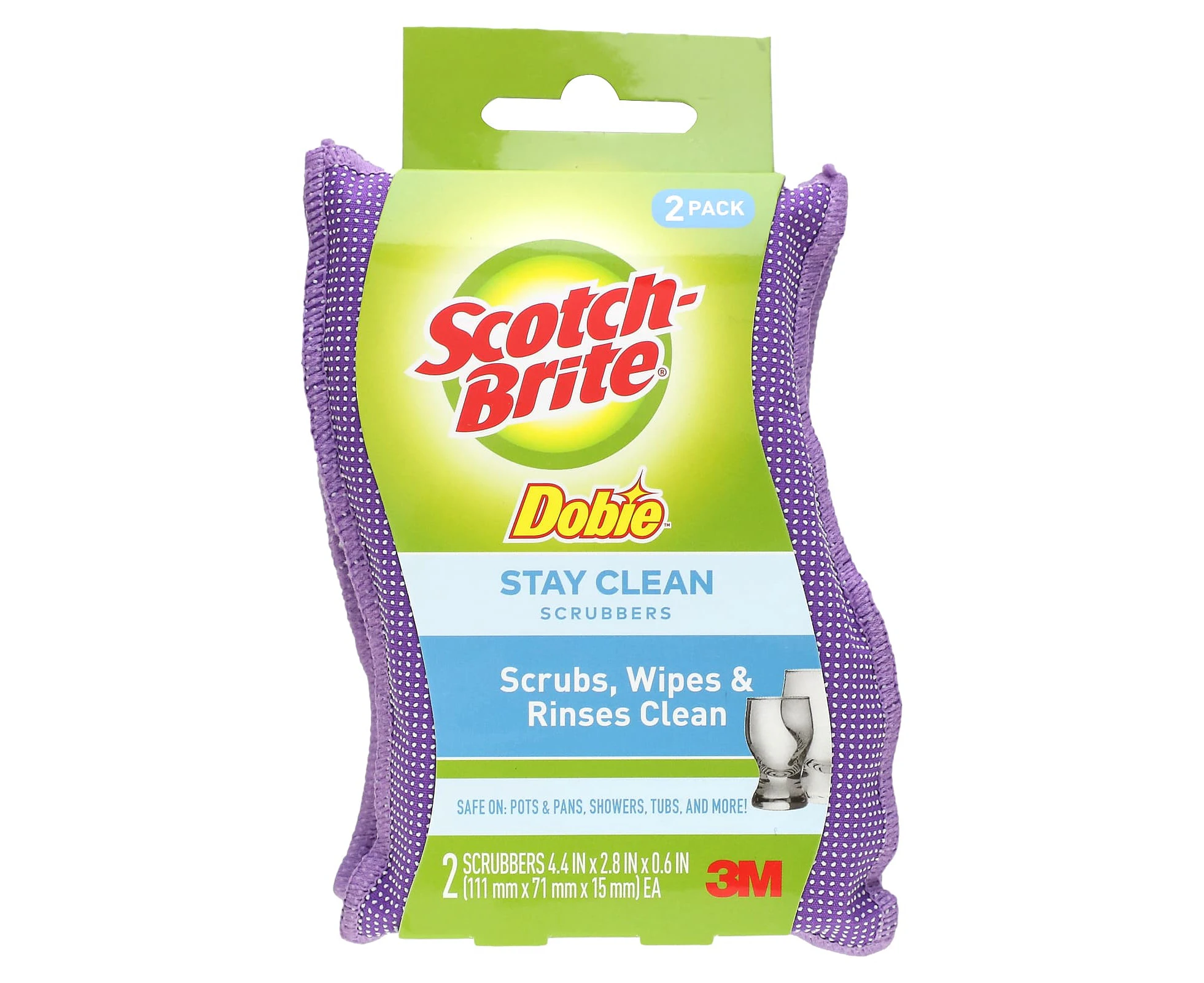 Scotch-Brite, Dobie, Stay Clean Scrubbers, 2 Scrubbers