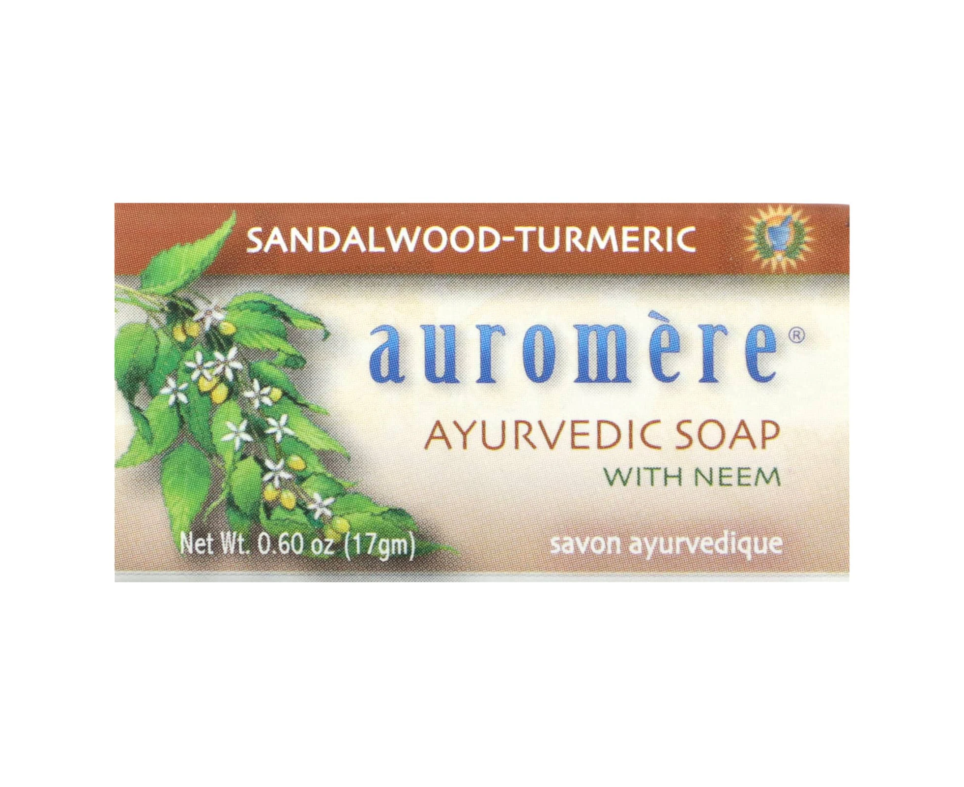 Auromere, Ayurvedic Bar Soap with Neem, Sandalwood-Turmeric, 0.60 oz (17 g)