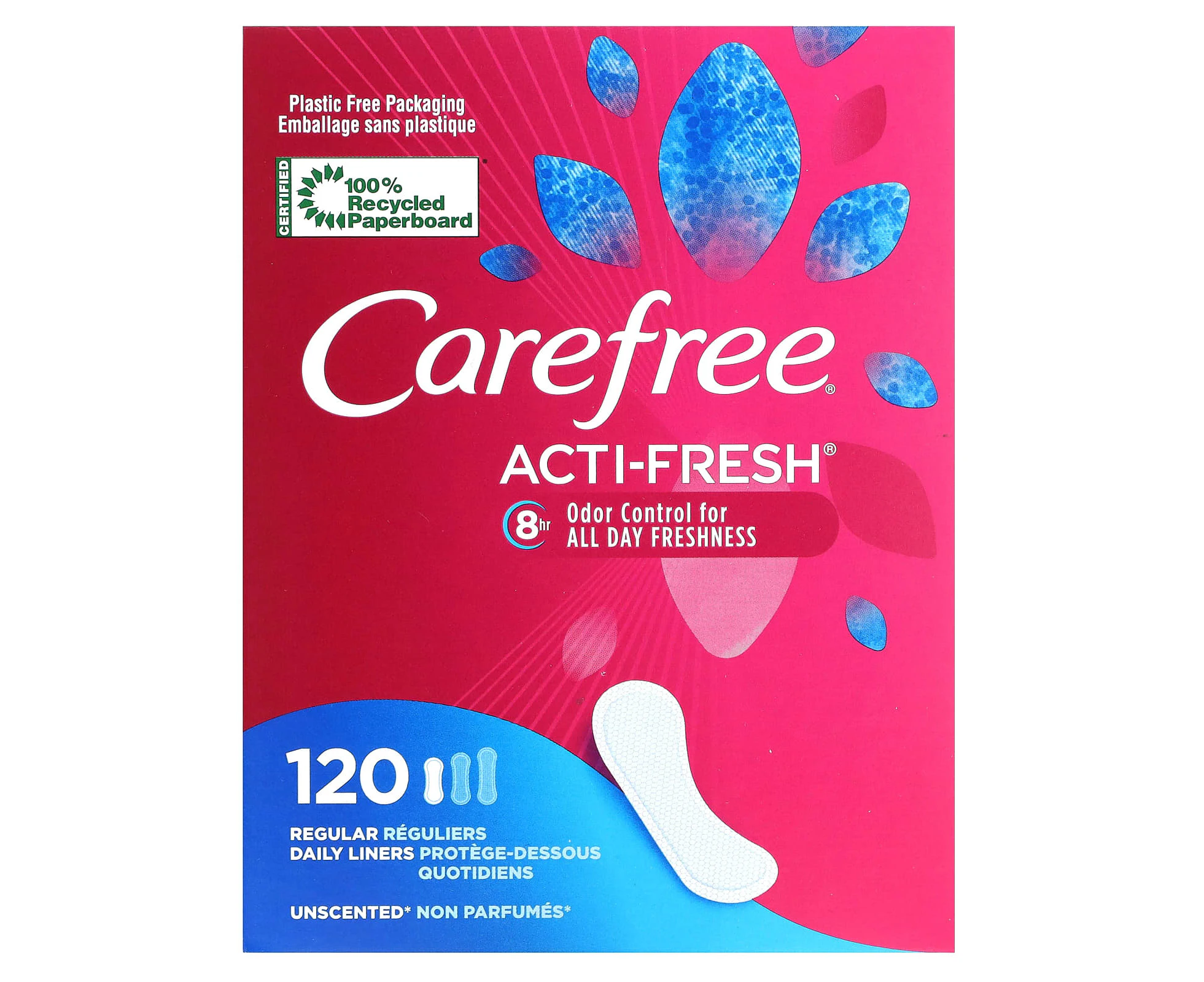 Carefree, Acti-Fresh, Daily Liners, Regular, Unscented, 120 Liners