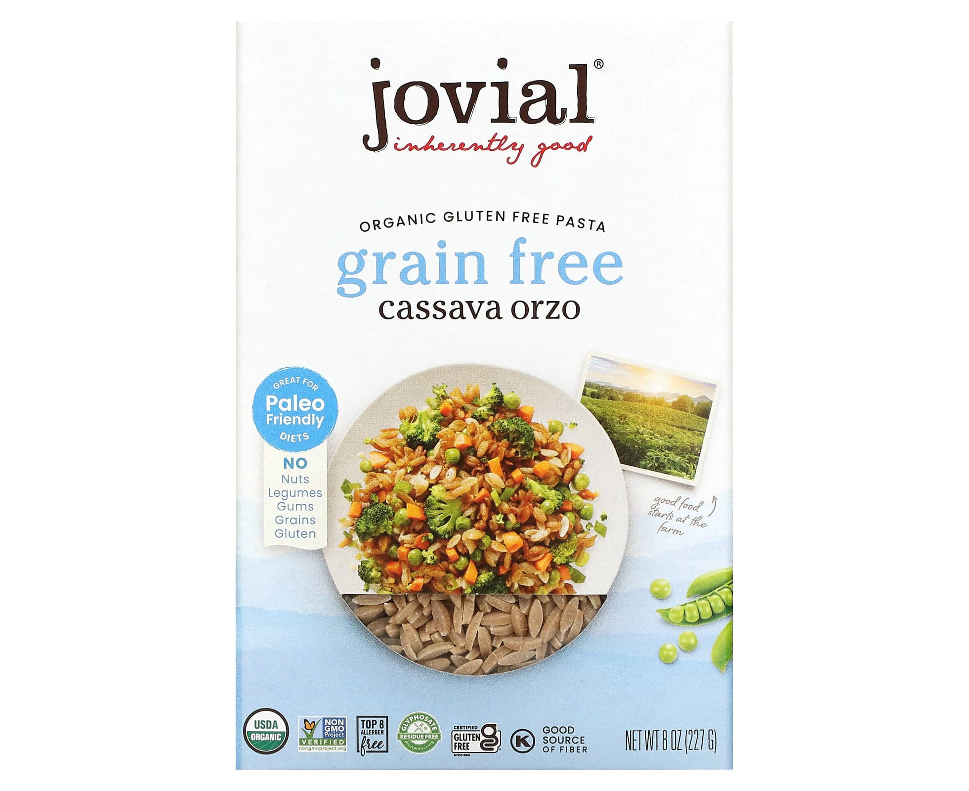 Jovial, Organic Grain Free Pasta, Cassava Orzo, 8 oz (227 g)