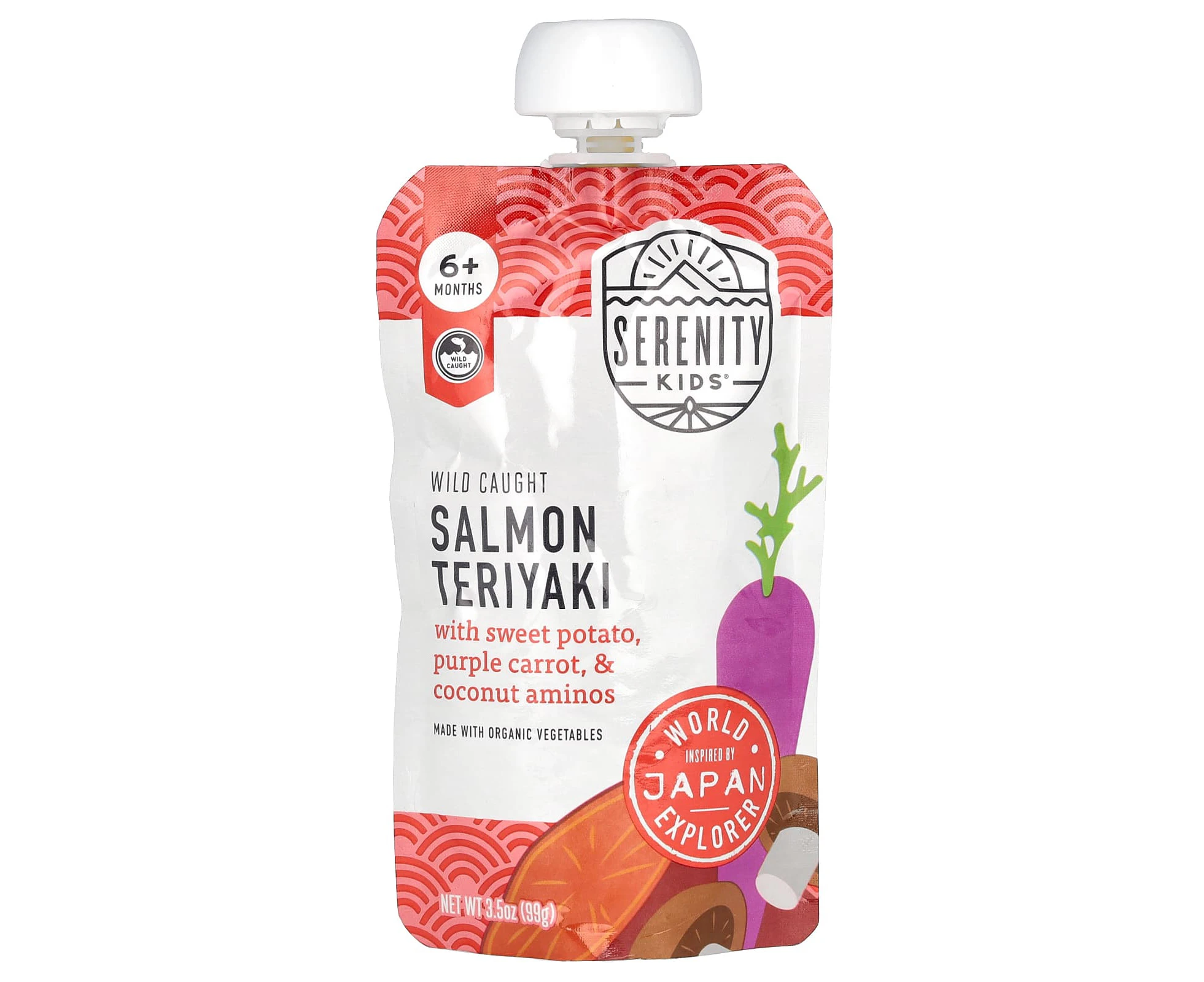 Serenity Kids, Salmon Teriyaki with Sweet Potato, Purple Carrot, & Coconut Aminos, 6+ Months, 3.5 oz (99 g)