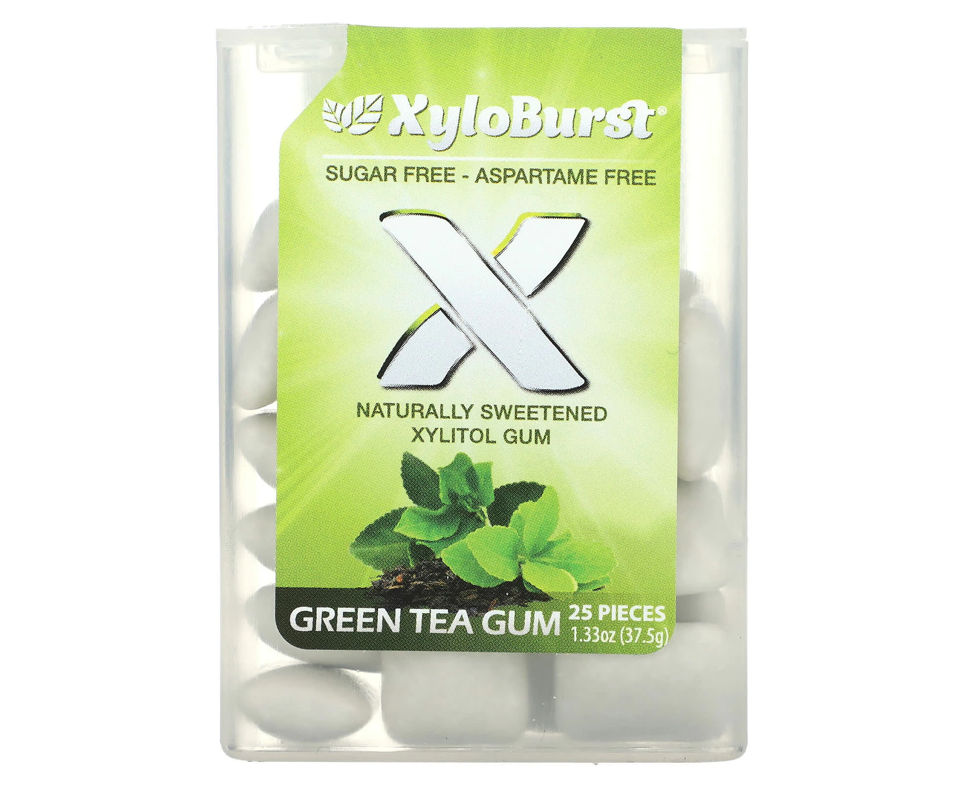 Xyloburst, Xylitol Gum, Green Tea, 25 Pieces