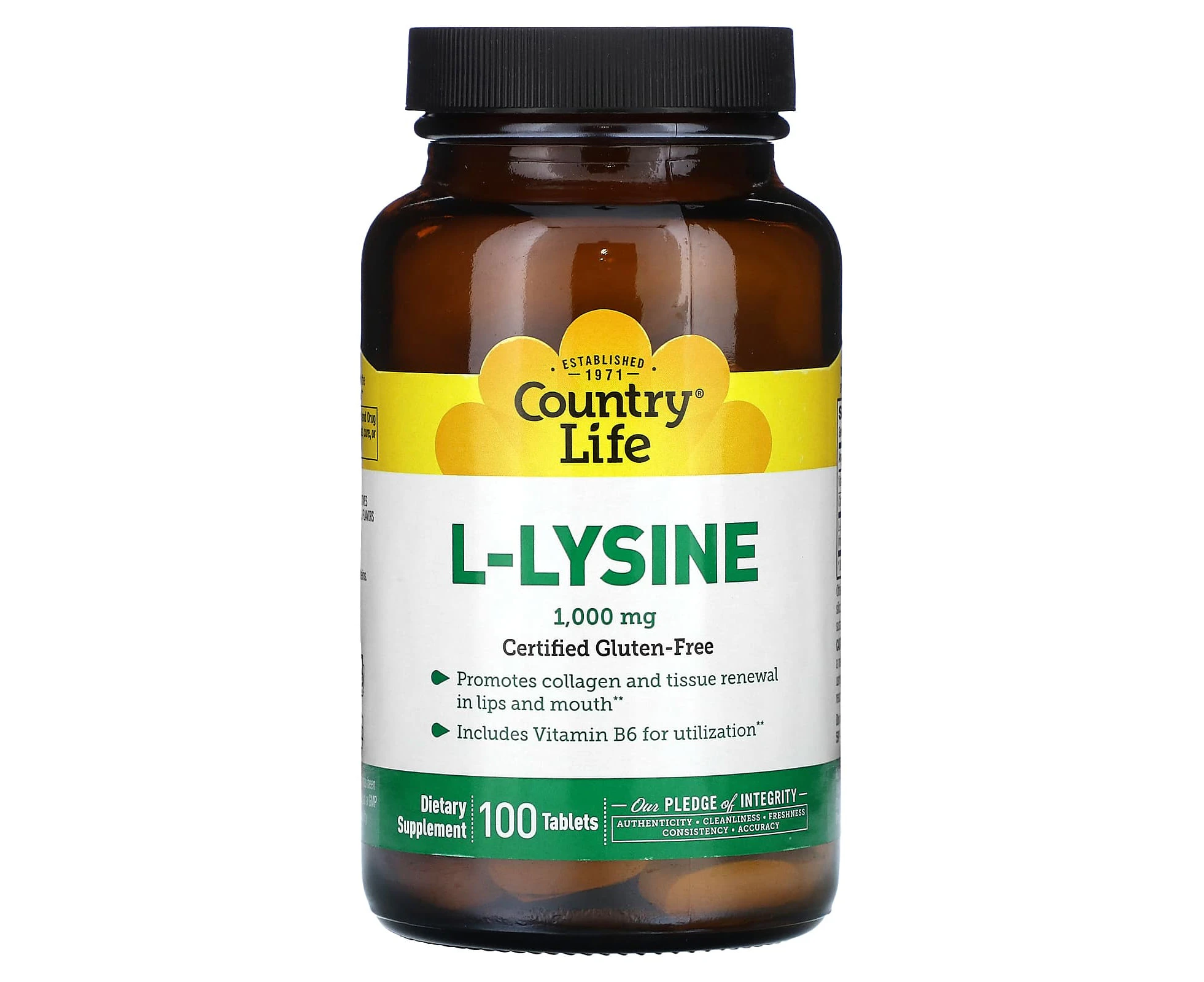 Country Life, L-Lysine, 1,000 mg, 100 Tablets